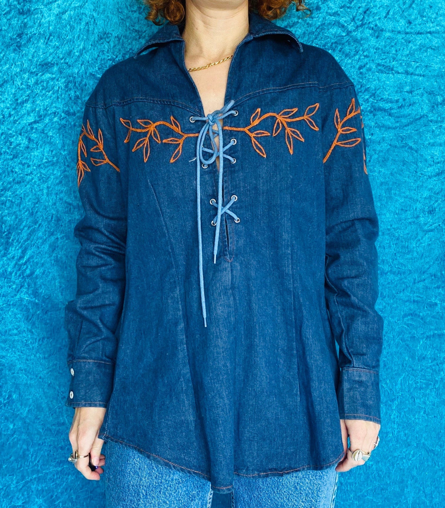Vintage 70s Denim Smock Top.