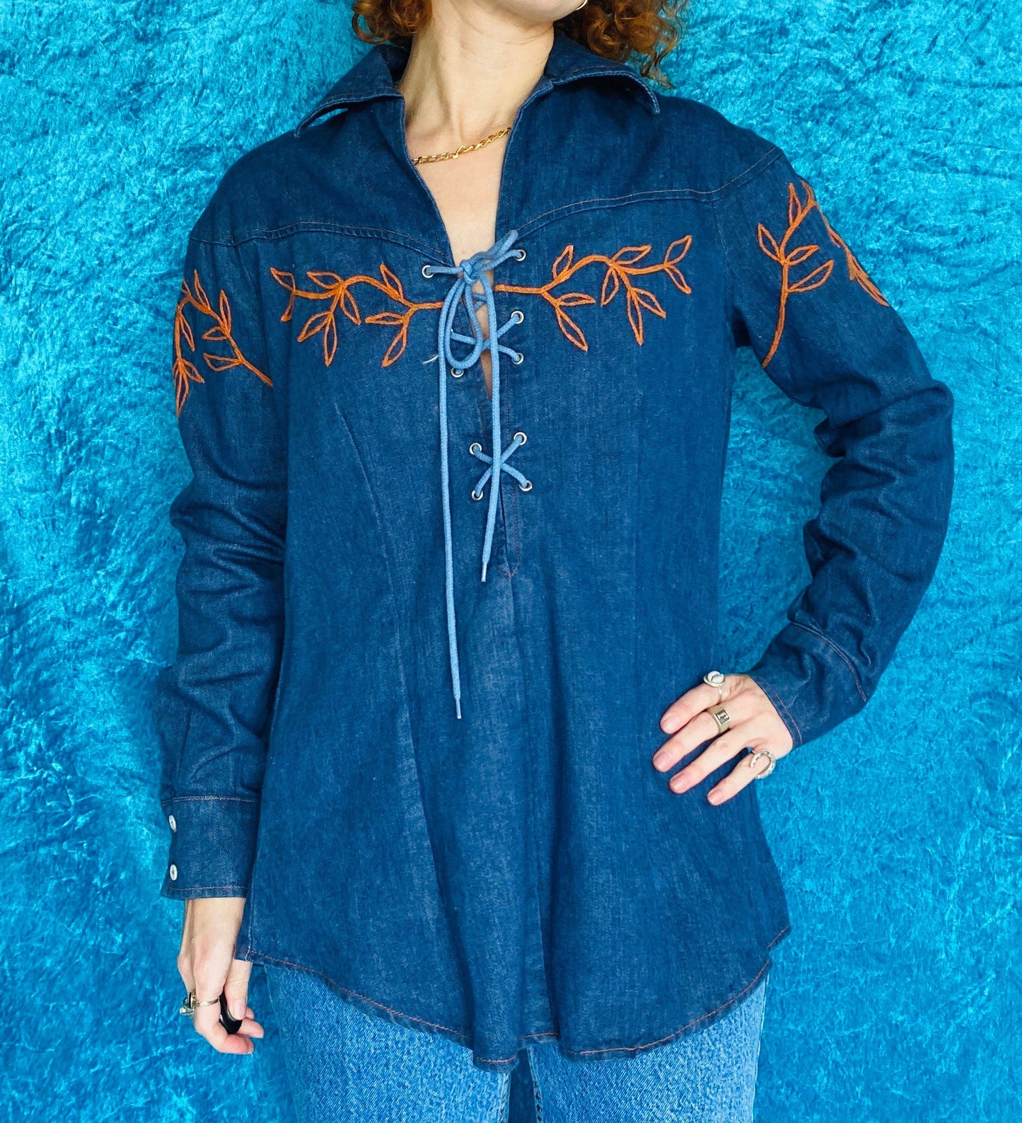 Vintage 70s Denim Smock Top.