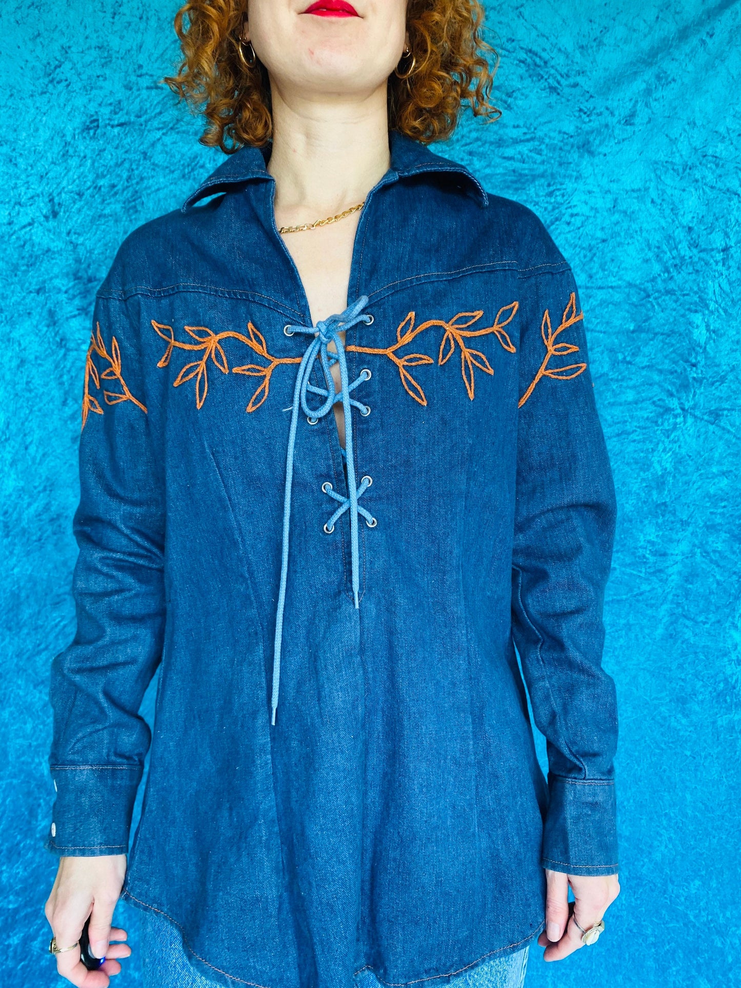 Vintage 70s Denim Smock Top.