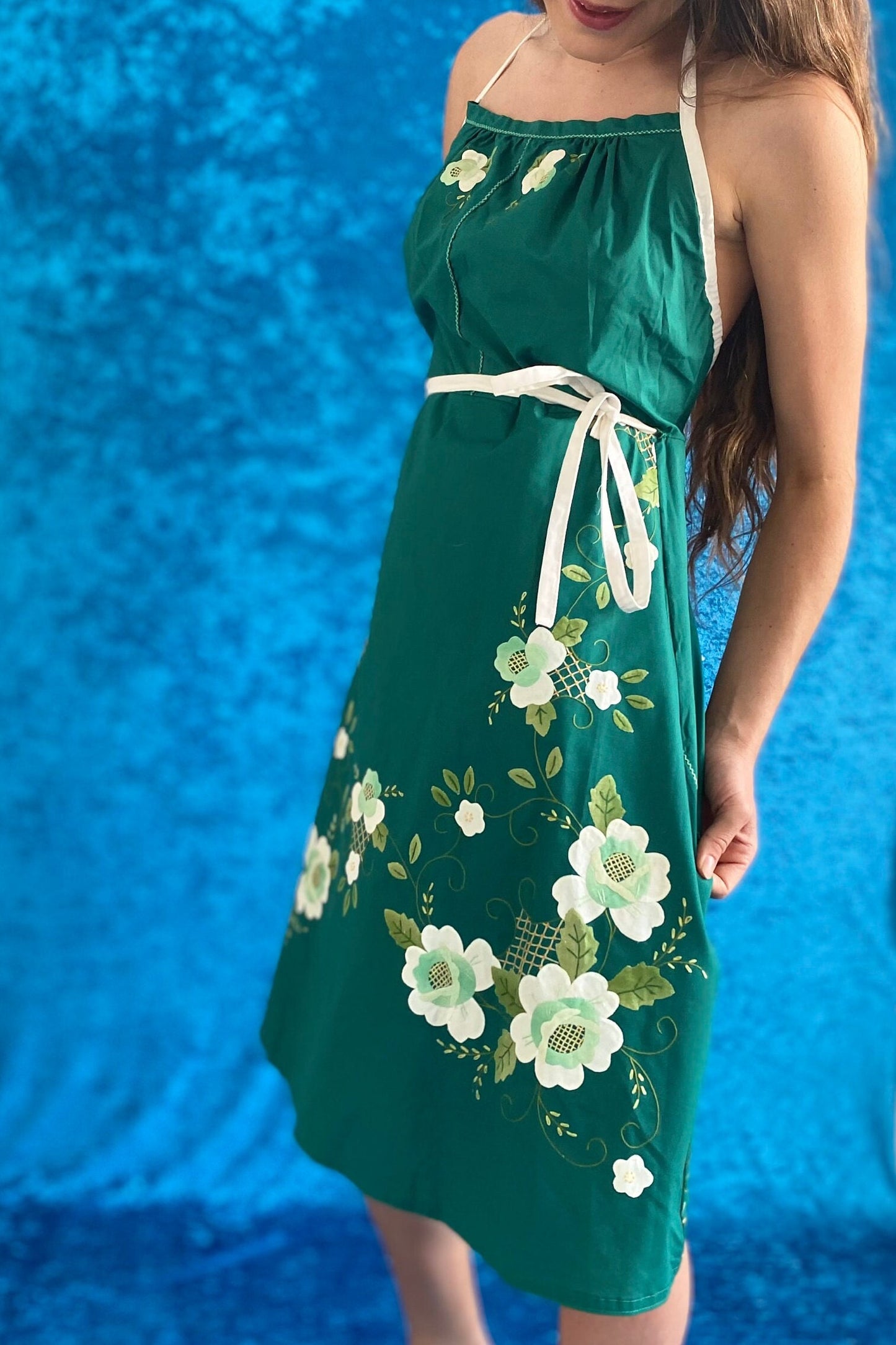Vintage Bohemian 1970s Floral Embroidered two piece Dress & matching jacket.