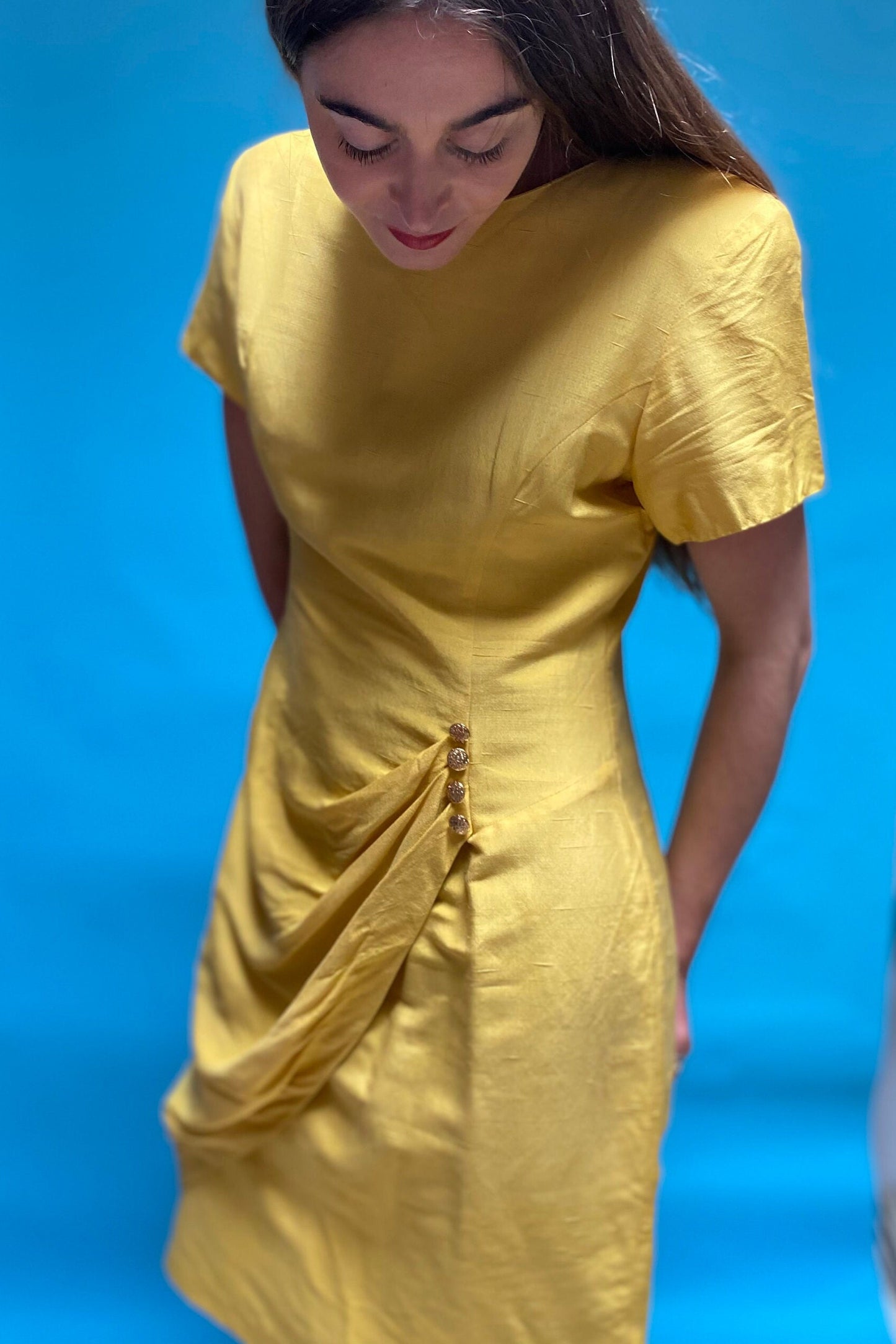 Vintage Summer 80s Yellow Dress.