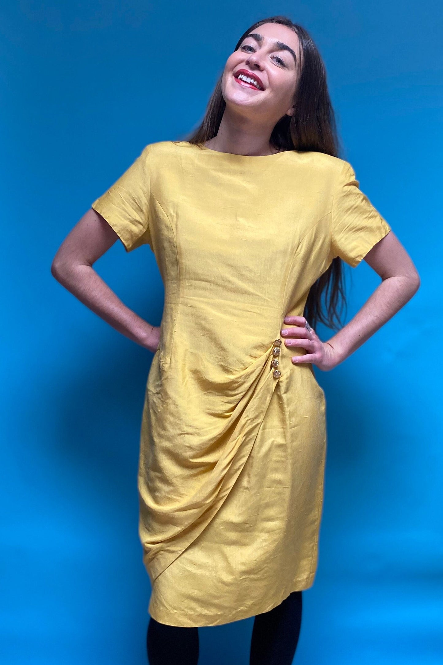 Vintage Summer 80s Yellow Dress.