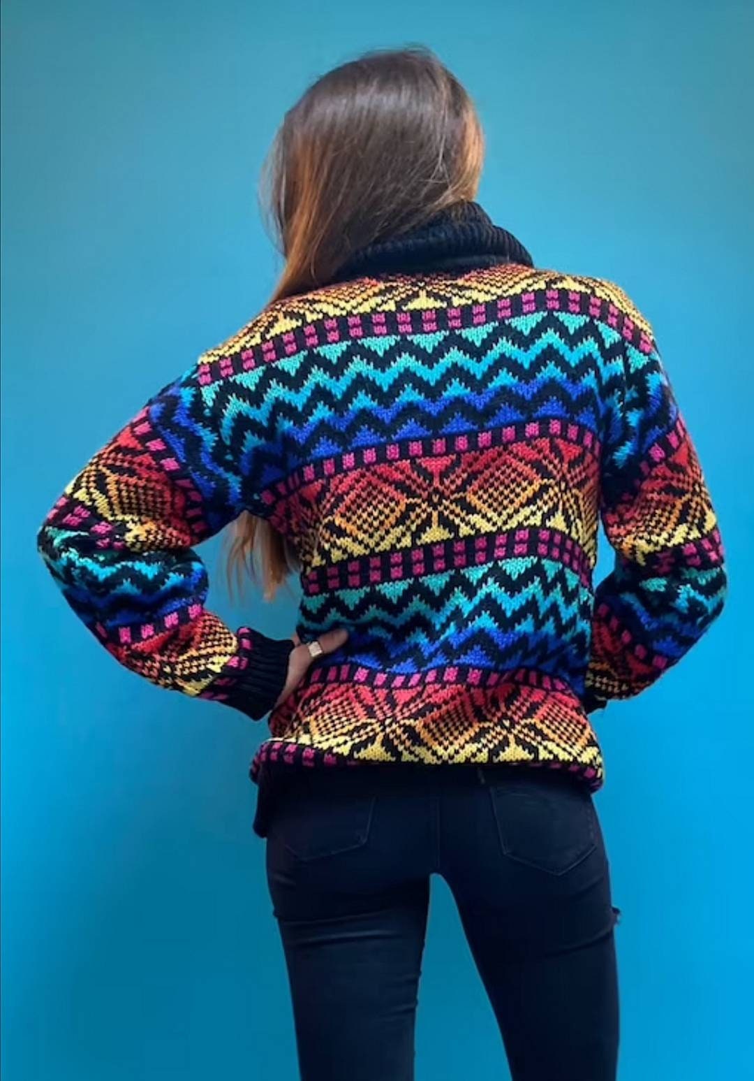 Vintage Rainbow Rollneck Jumper.