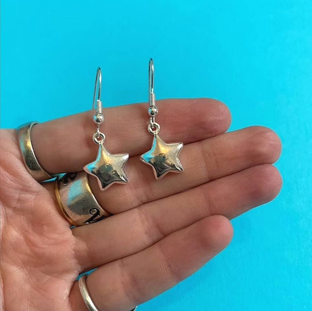 Vintage Silver Plated Star Earrings