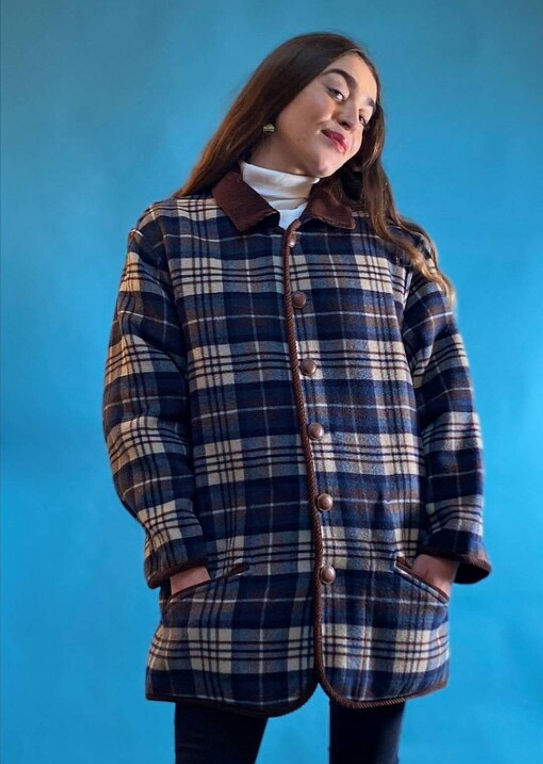 Vintage Reversible Checked Wool Jacket.