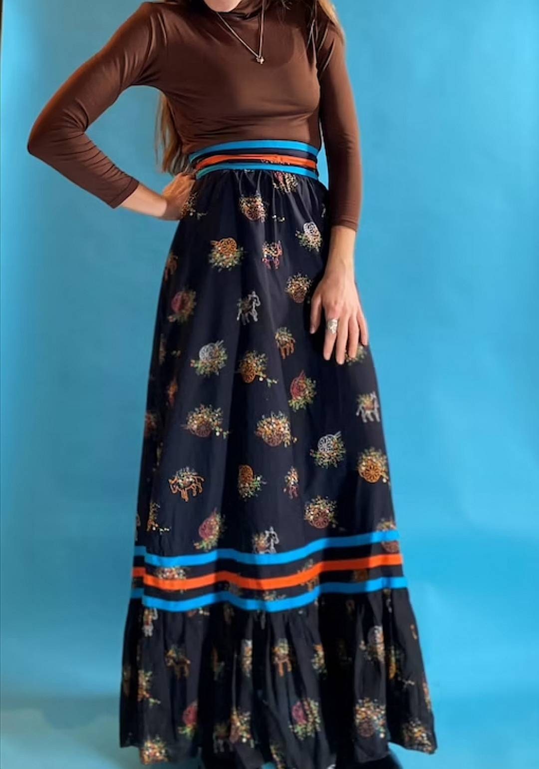 Vintage Folk Maxi Skirt.