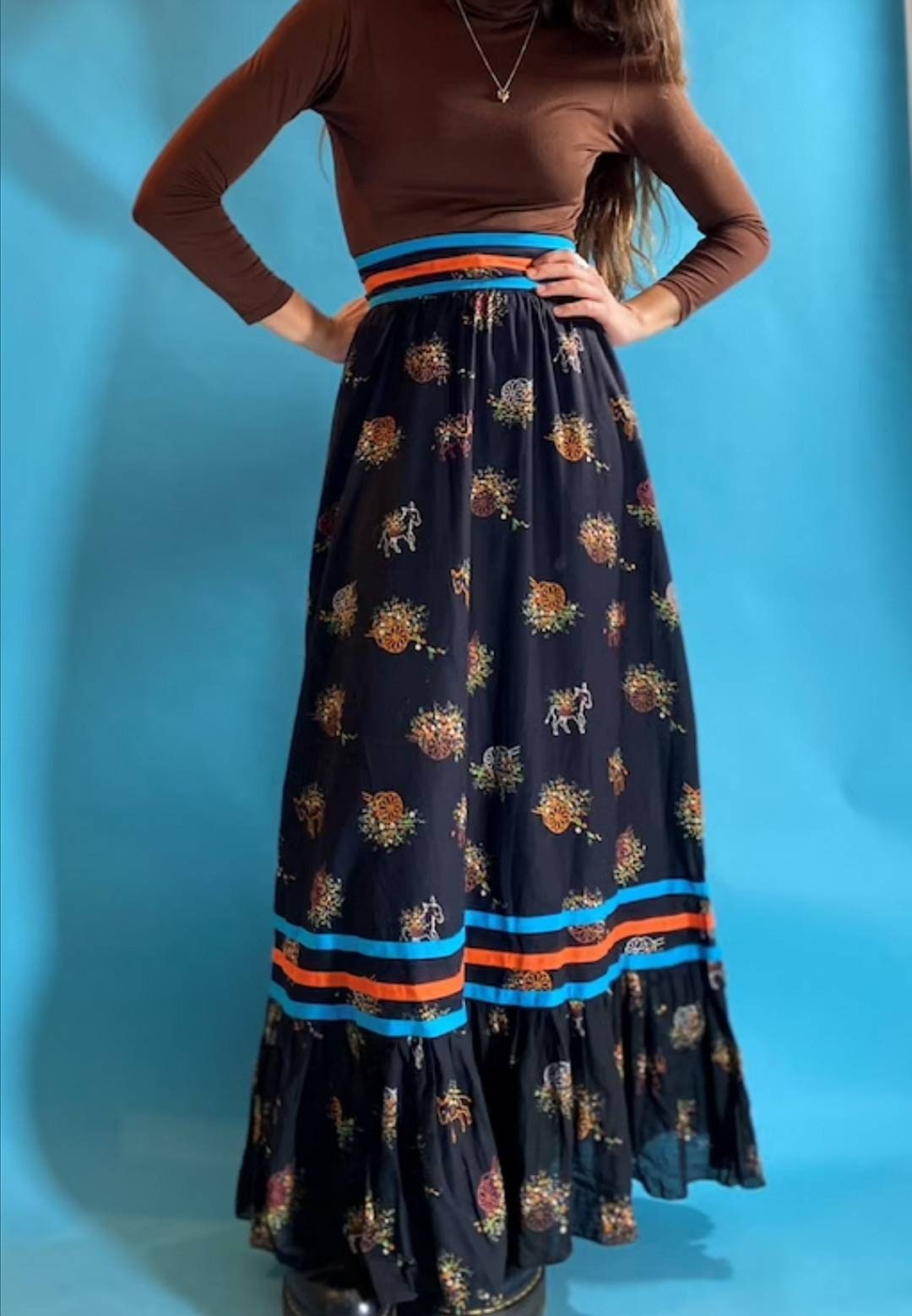 Vintage Folk Maxi Skirt.