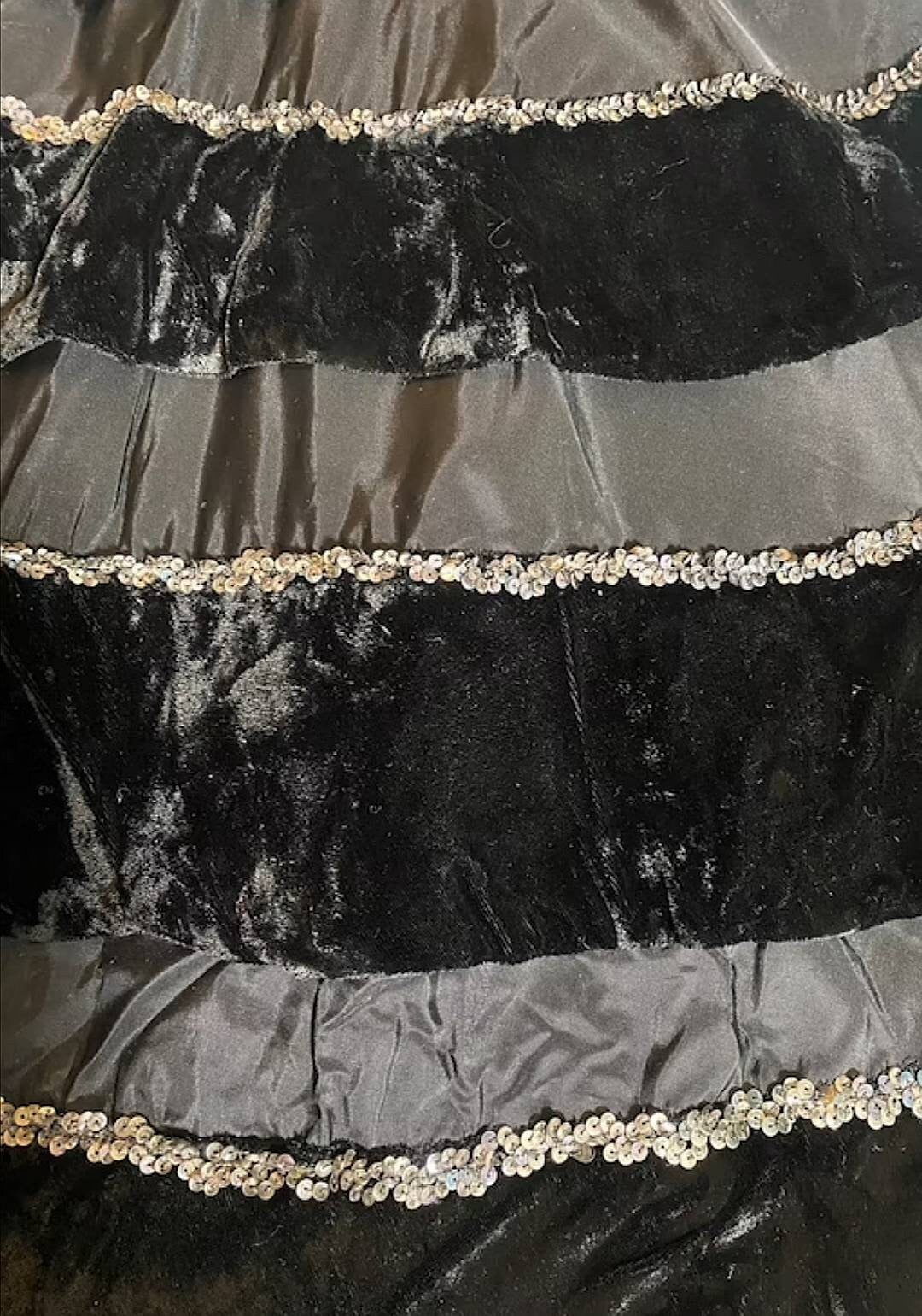 Vintage Revival Amazing 1970s Velvet Frill Evening Dress.