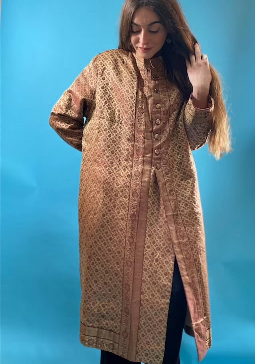 Vintage Revival Jacquard Button Up Gown.