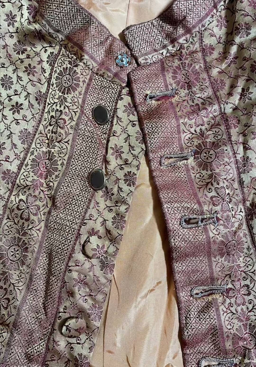 Vintage Revival Jacquard Button Up Gown.