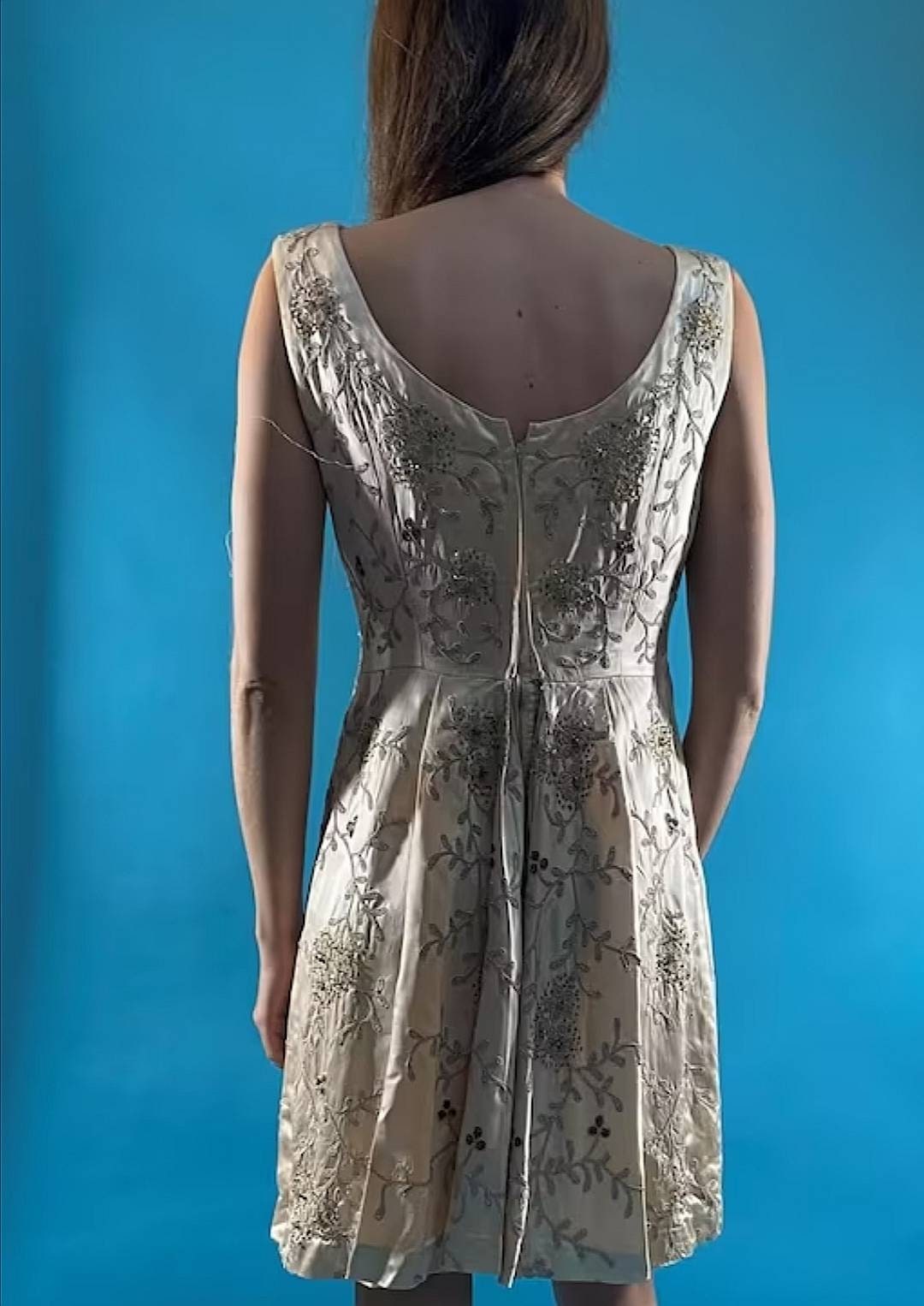 Vintage Revival Embroidered Ivory Dress.