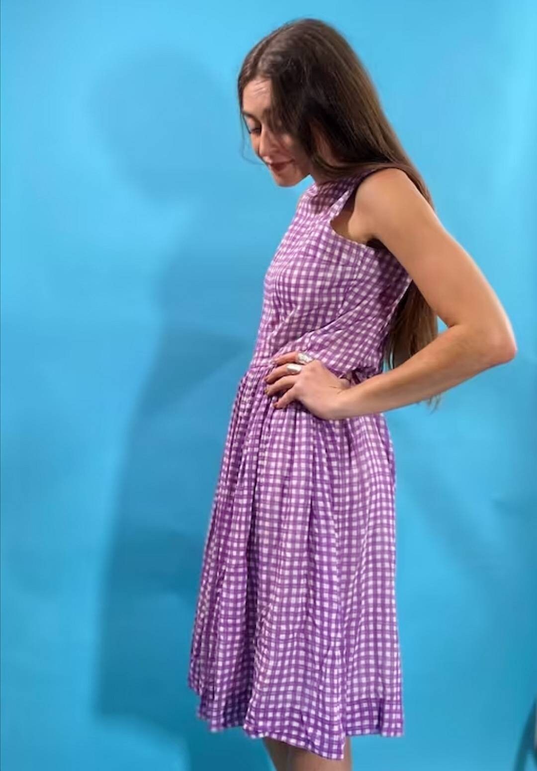 Vintage Revival 1950 Purple Checked Dress.
