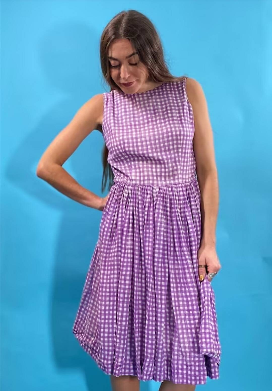 Vintage Revival 1950 Purple Checked Dress.