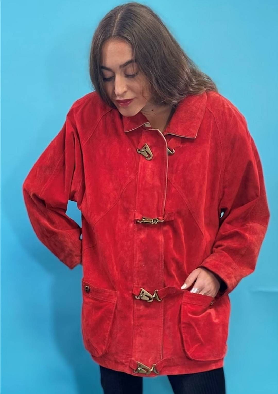 Vintage Red Suede Jacket.