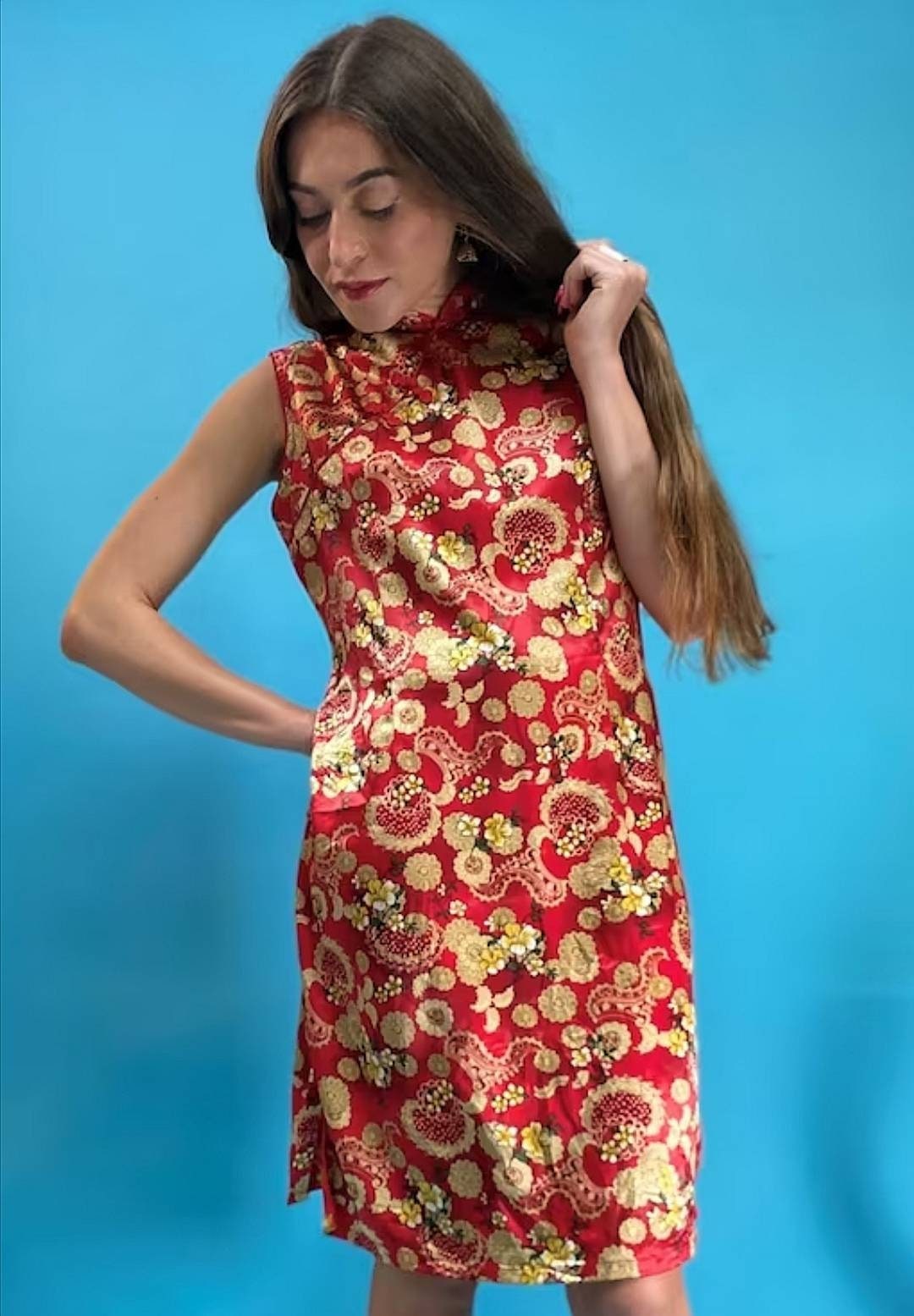 Vintage Chinoiserie Printed Dress.