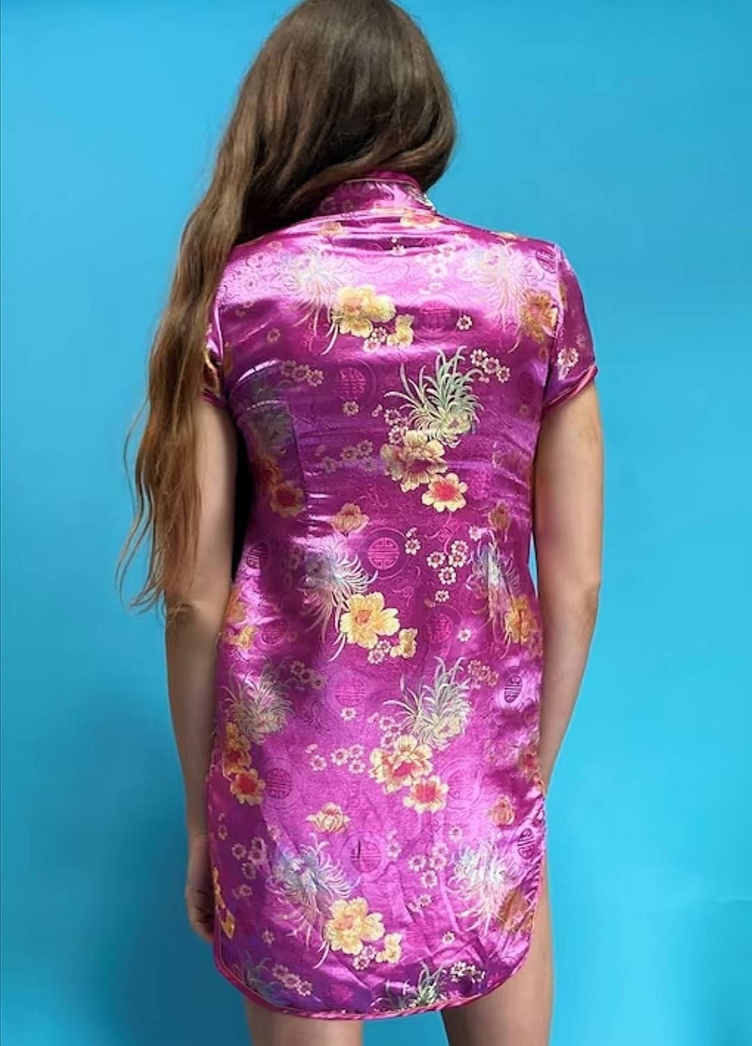 Vintage Pink Chinoiserie Jacquard Dress.