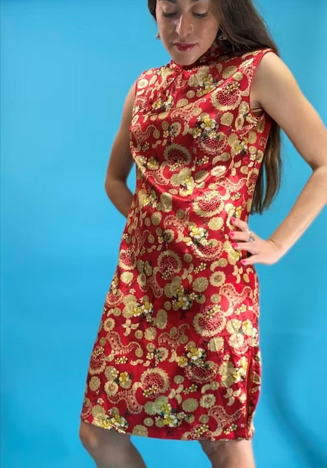 Vintage Chinoiserie Printed Dress.