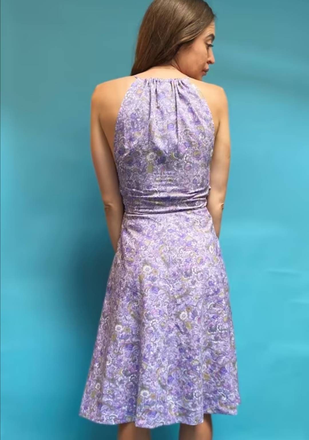 Vintage Paisley and Floral Printed Halterneck Dress.