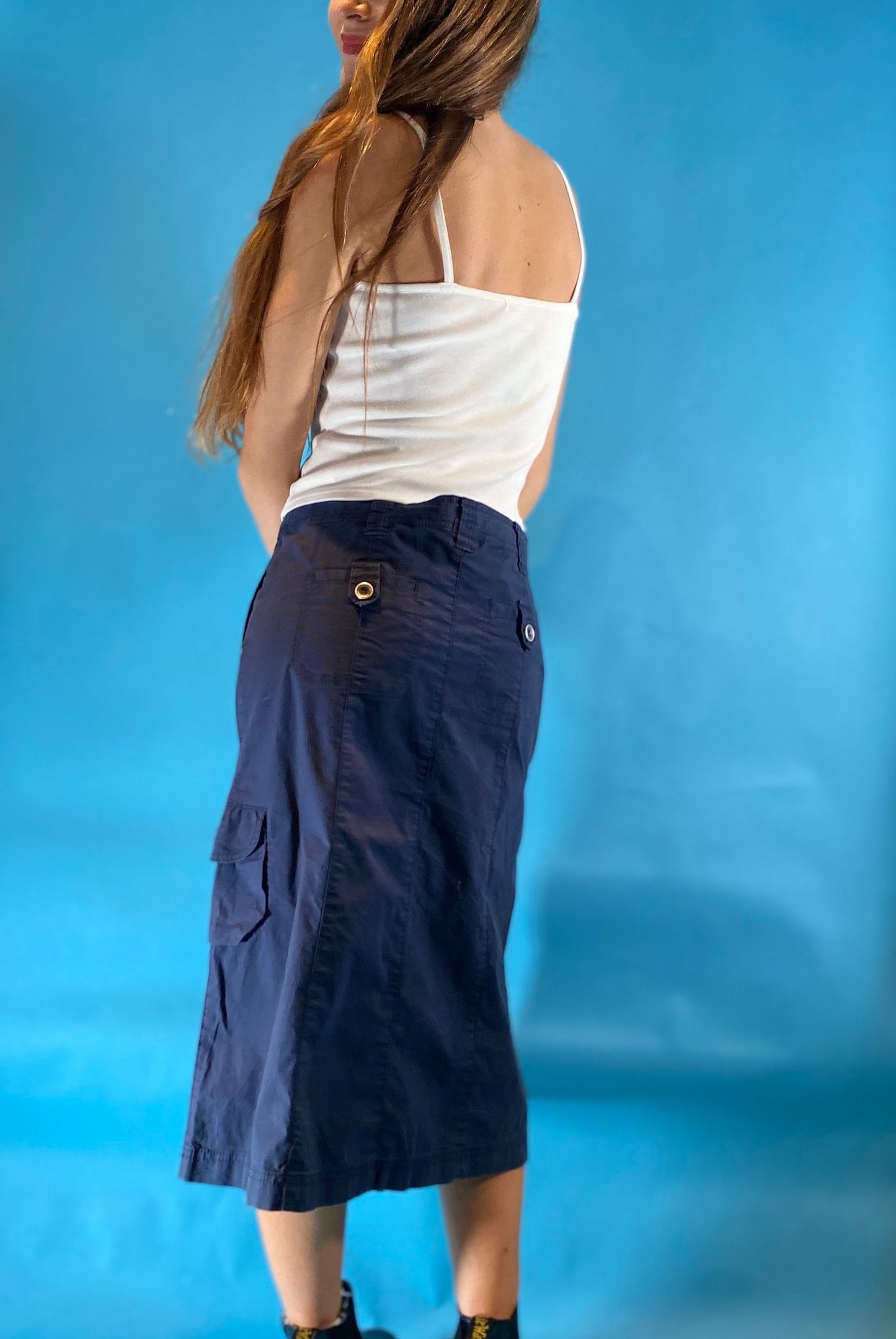Y2K Cargo Skirt In Navy.