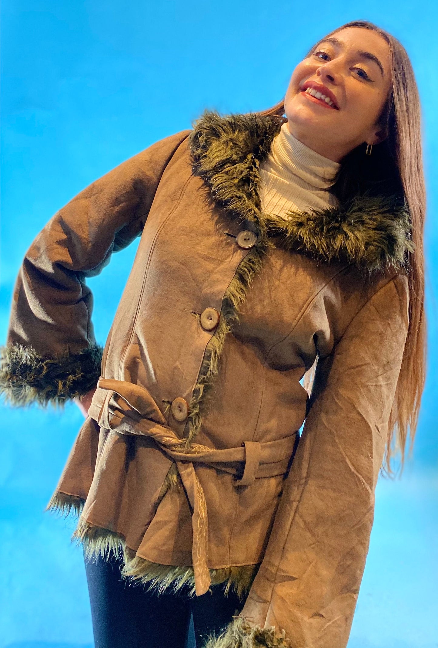 Y2K Vintage Short Afghan Penny Lane Coat.