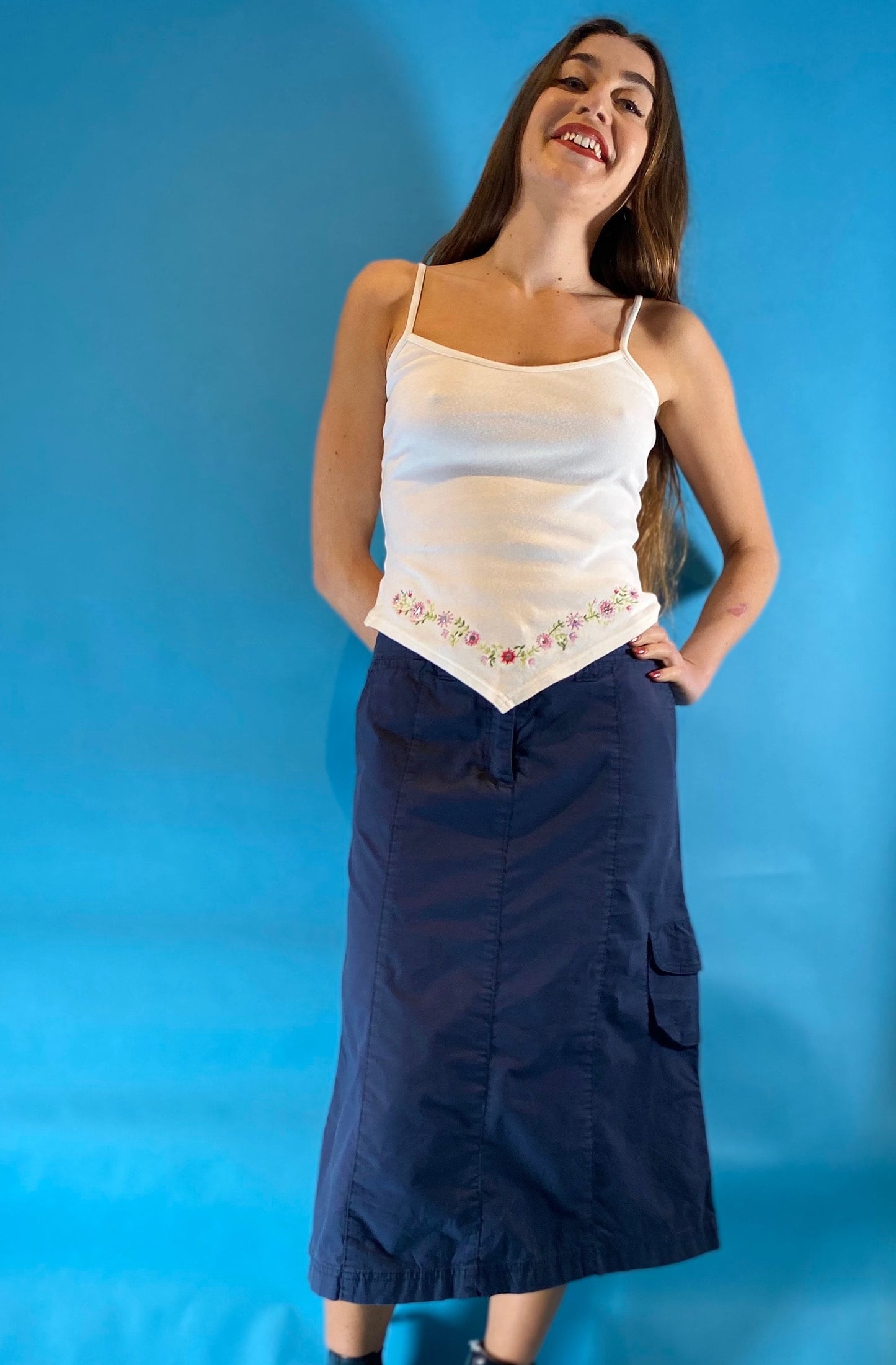 Y2K Cargo Skirt In Navy.