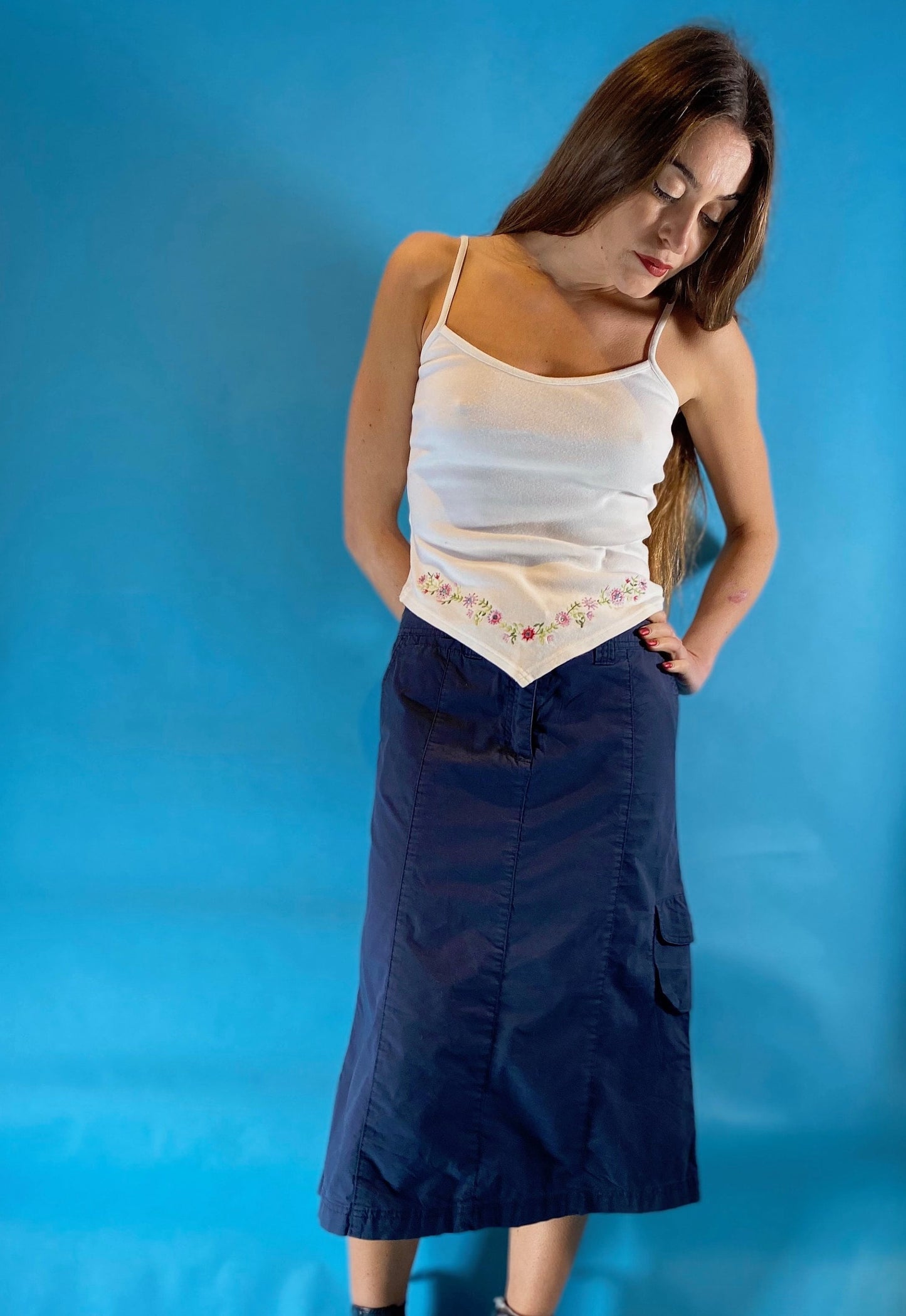 Y2K Cargo Skirt In Navy.