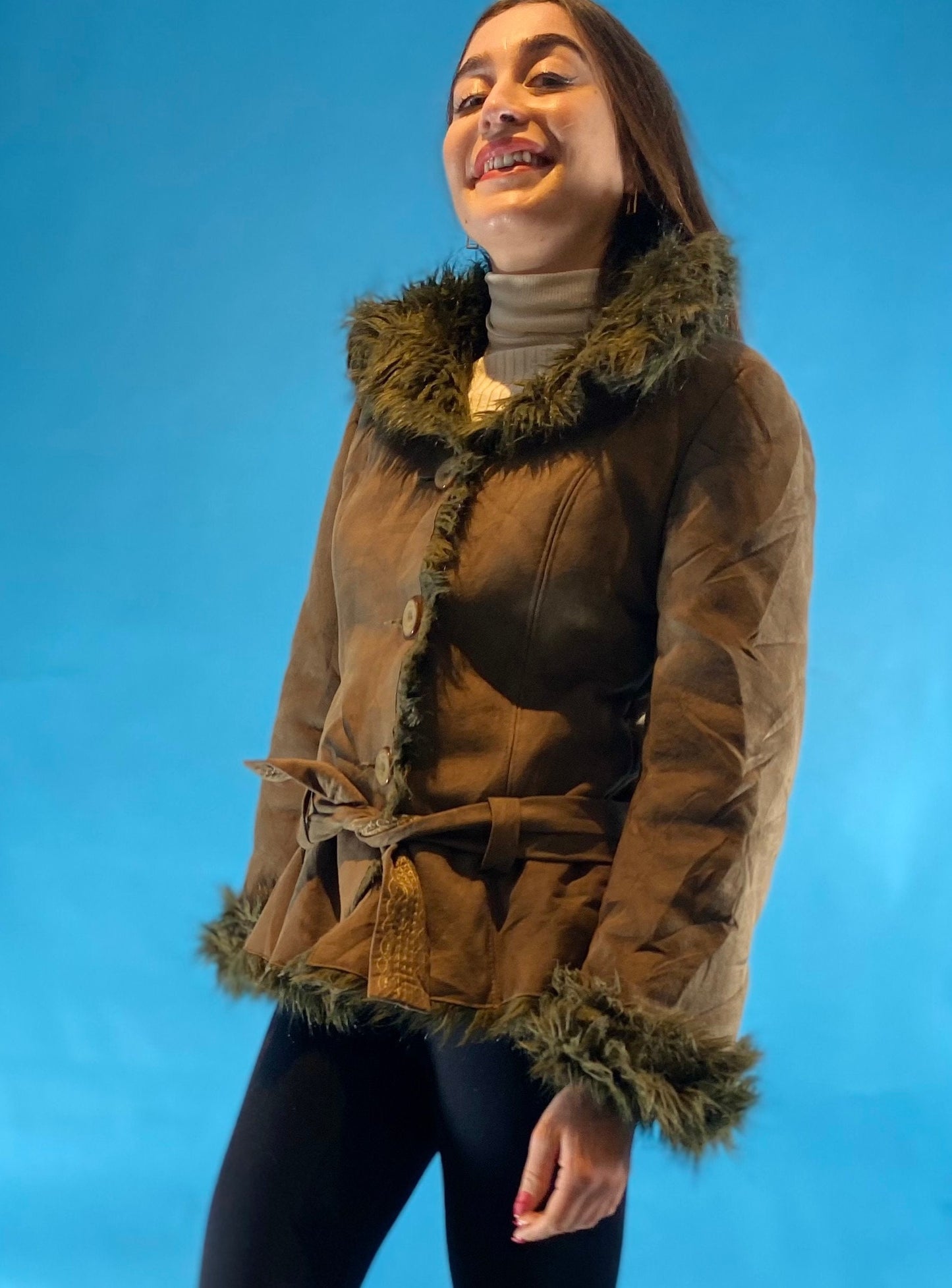 Y2K Vintage Short Afghan Penny Lane Coat.