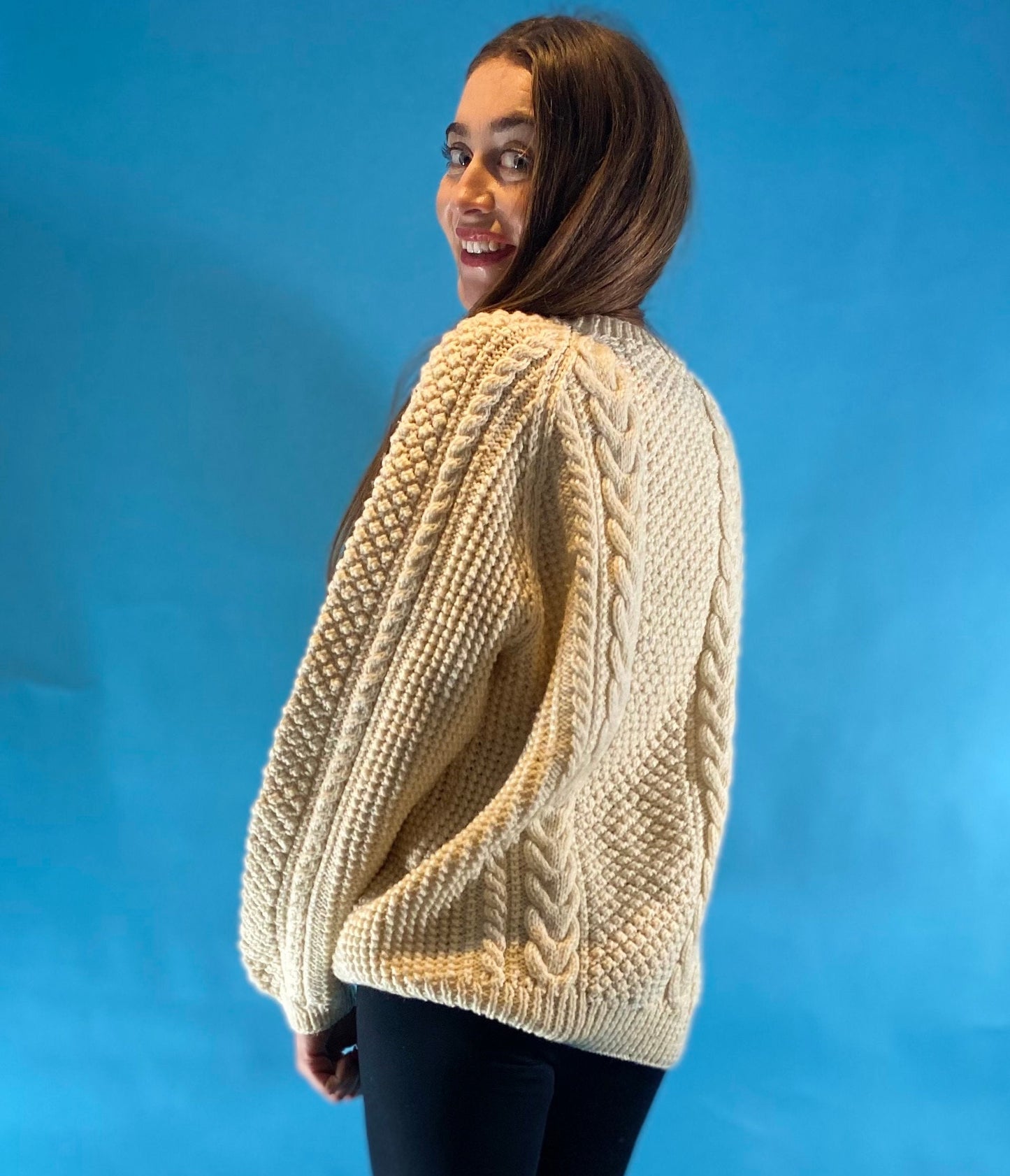 Vintage Cableknit Aran Cardigan.