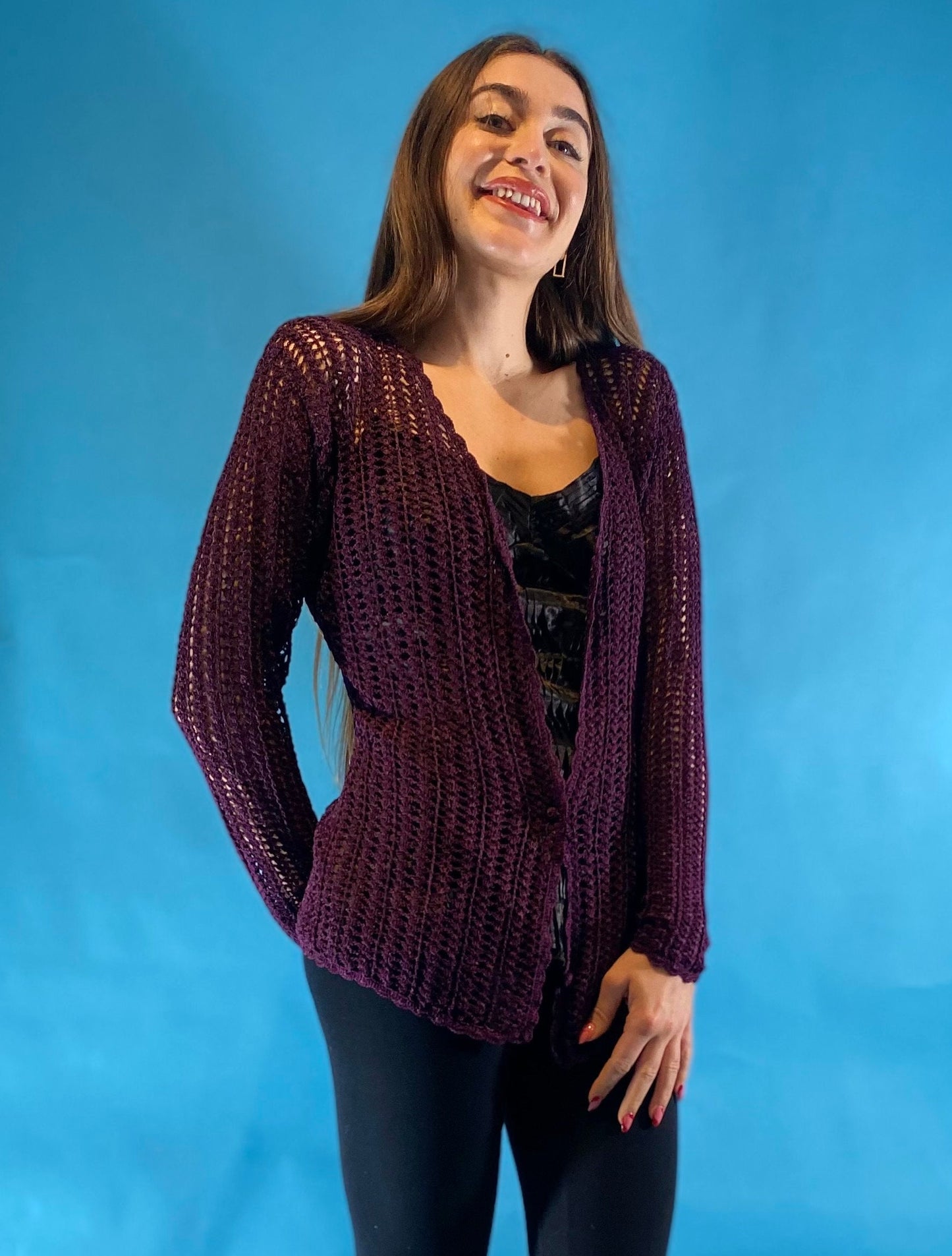 Vintage Y2K Crochet Cardigan Top.