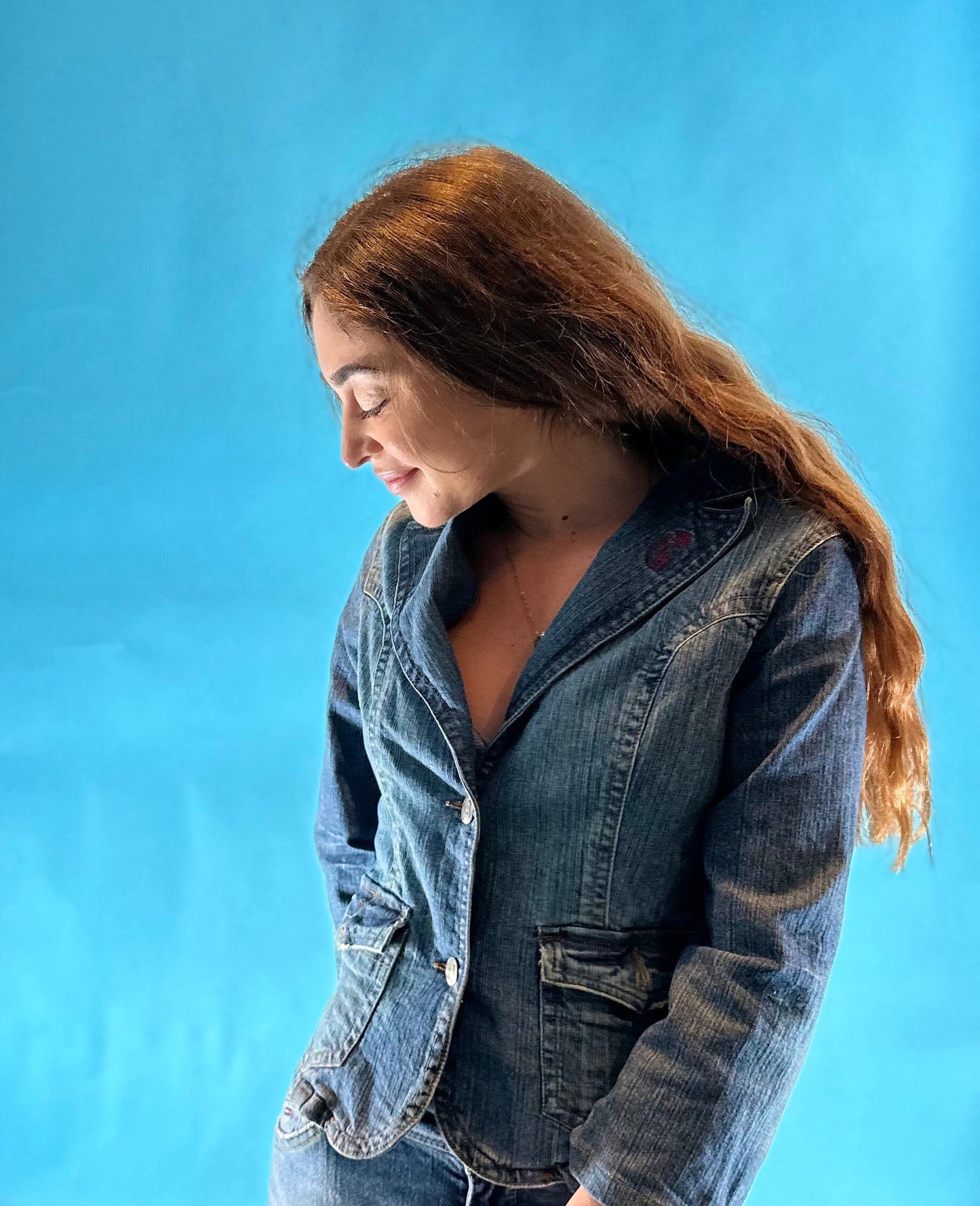 Vintage Y2K 2000s Denim Short Blazer Jacket.