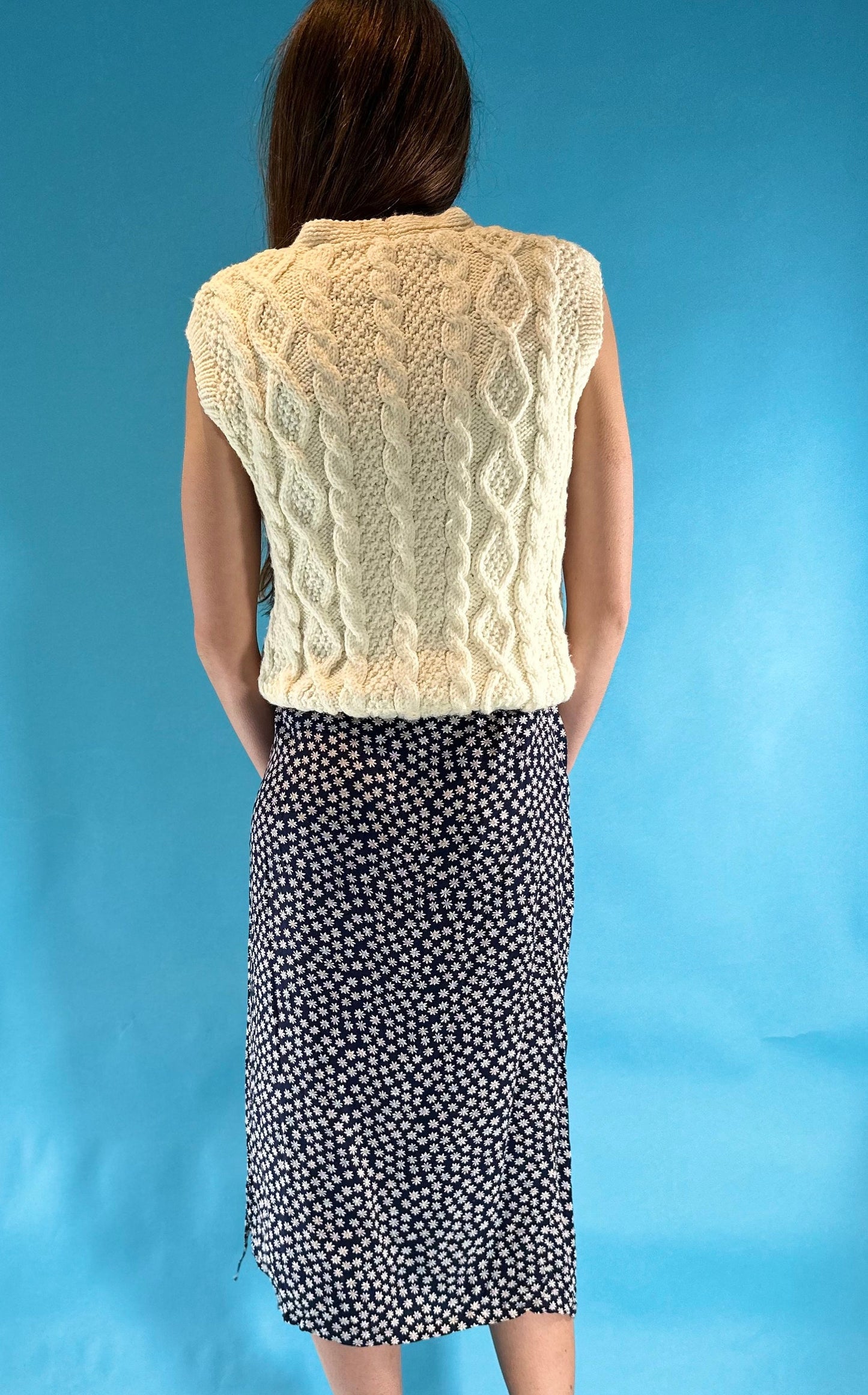 Vintage 1990s Wrap Around Floral Ditsy Print Midi Skirt