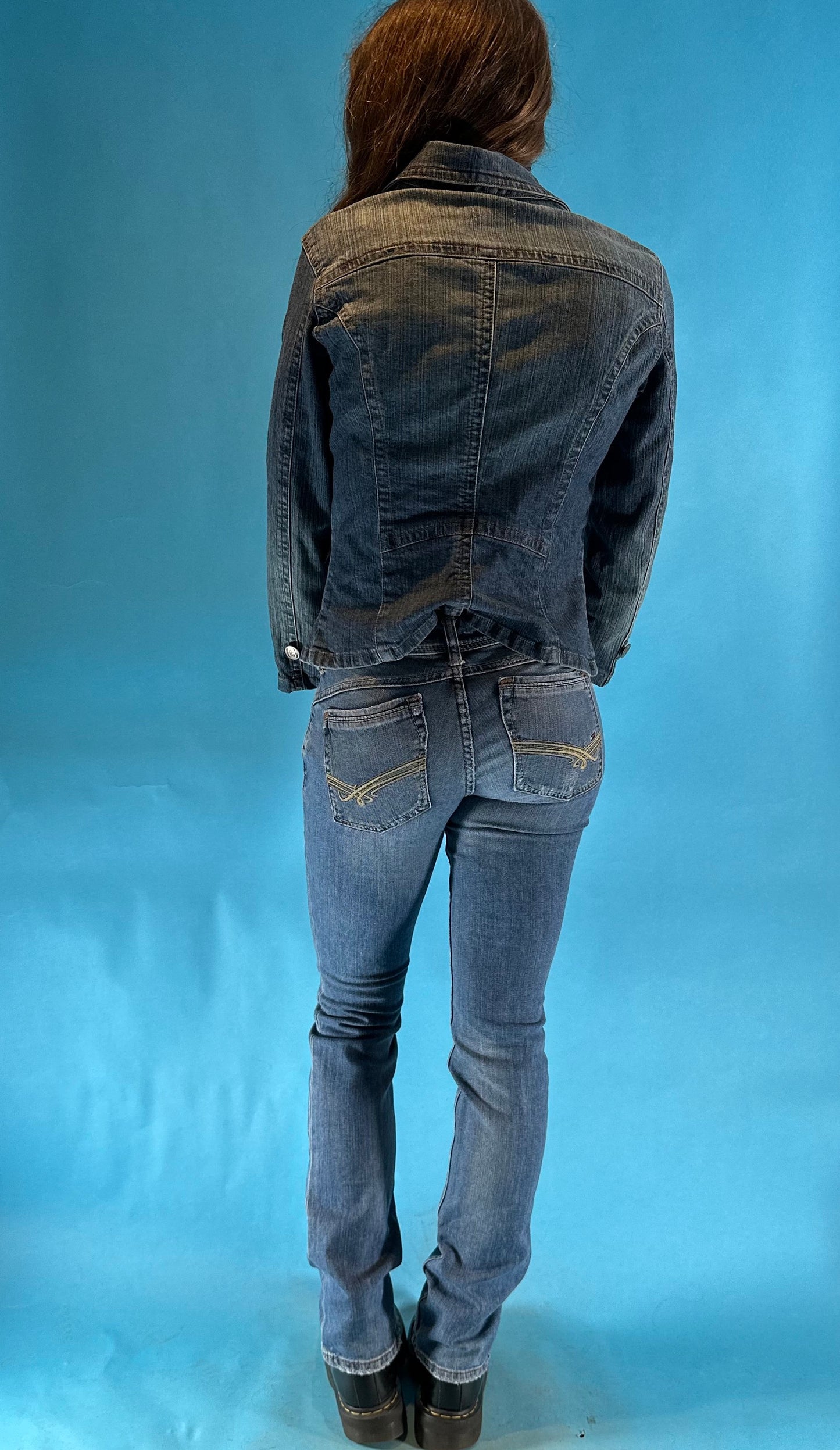 Vintage Y2K 2000s Denim Short Blazer Jacket.