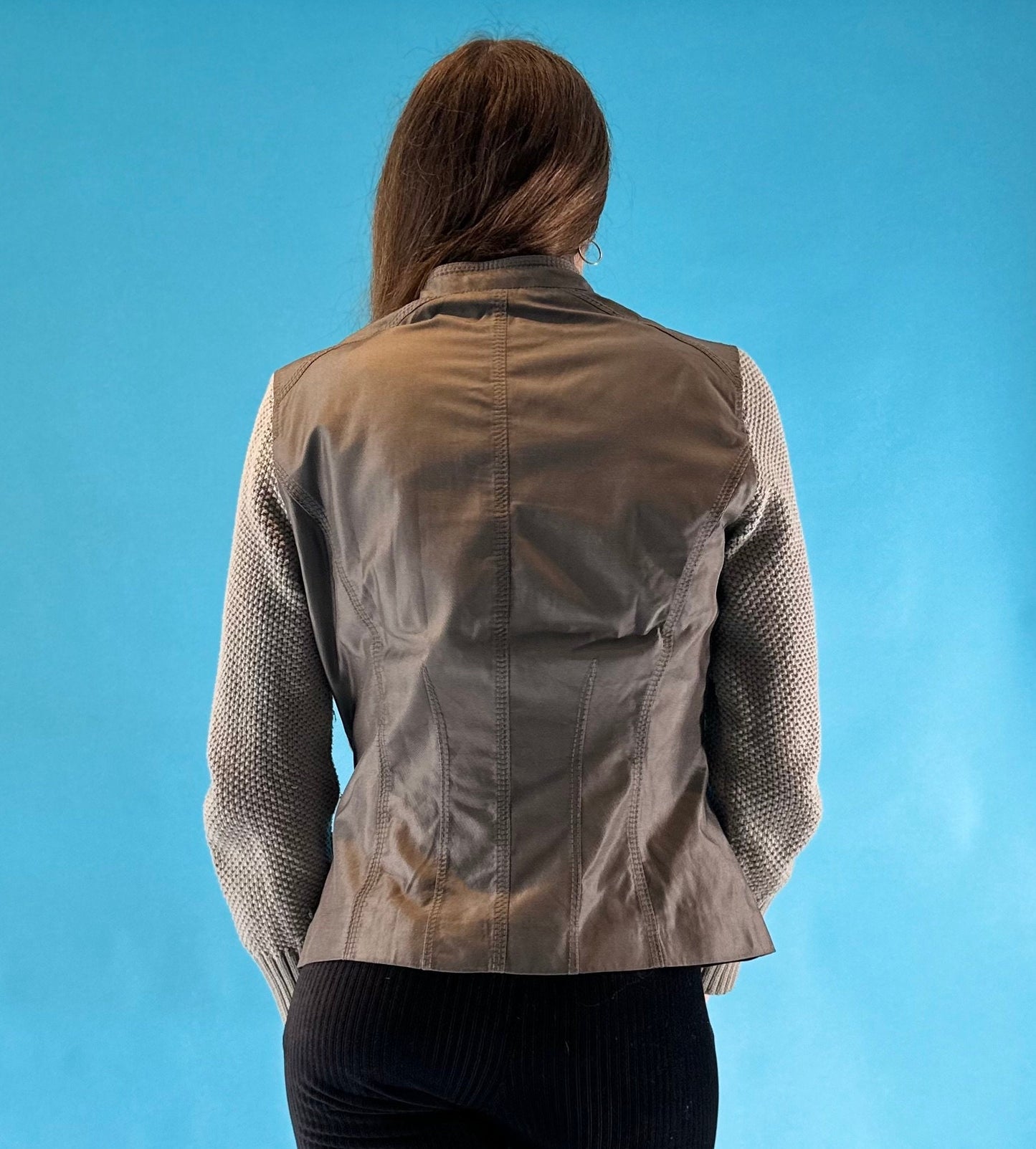 Vintage Y2K 2000s Double Zip Up Jacket with Knitted Sleeves.