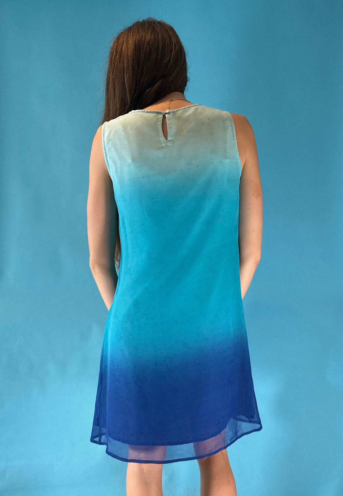 Vintage Y2K Floaty Blue Ombre Shift Dress.