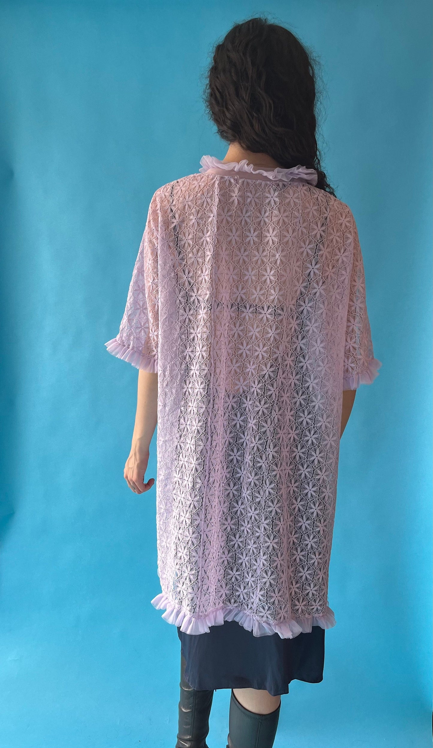 Vintage 1960s One Size Lace Chemise in Lilac.