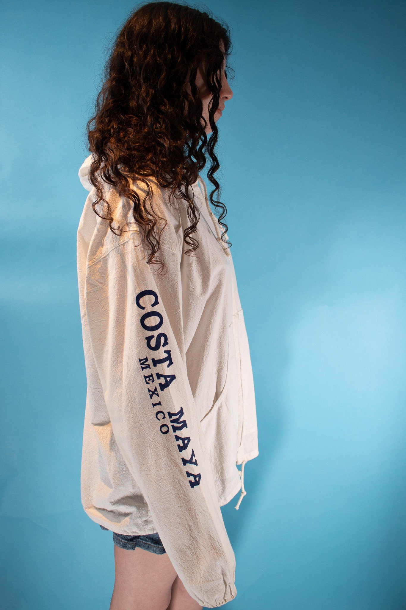 Vintage 1990s Size L Costa Maya Mexico Jacket in White.