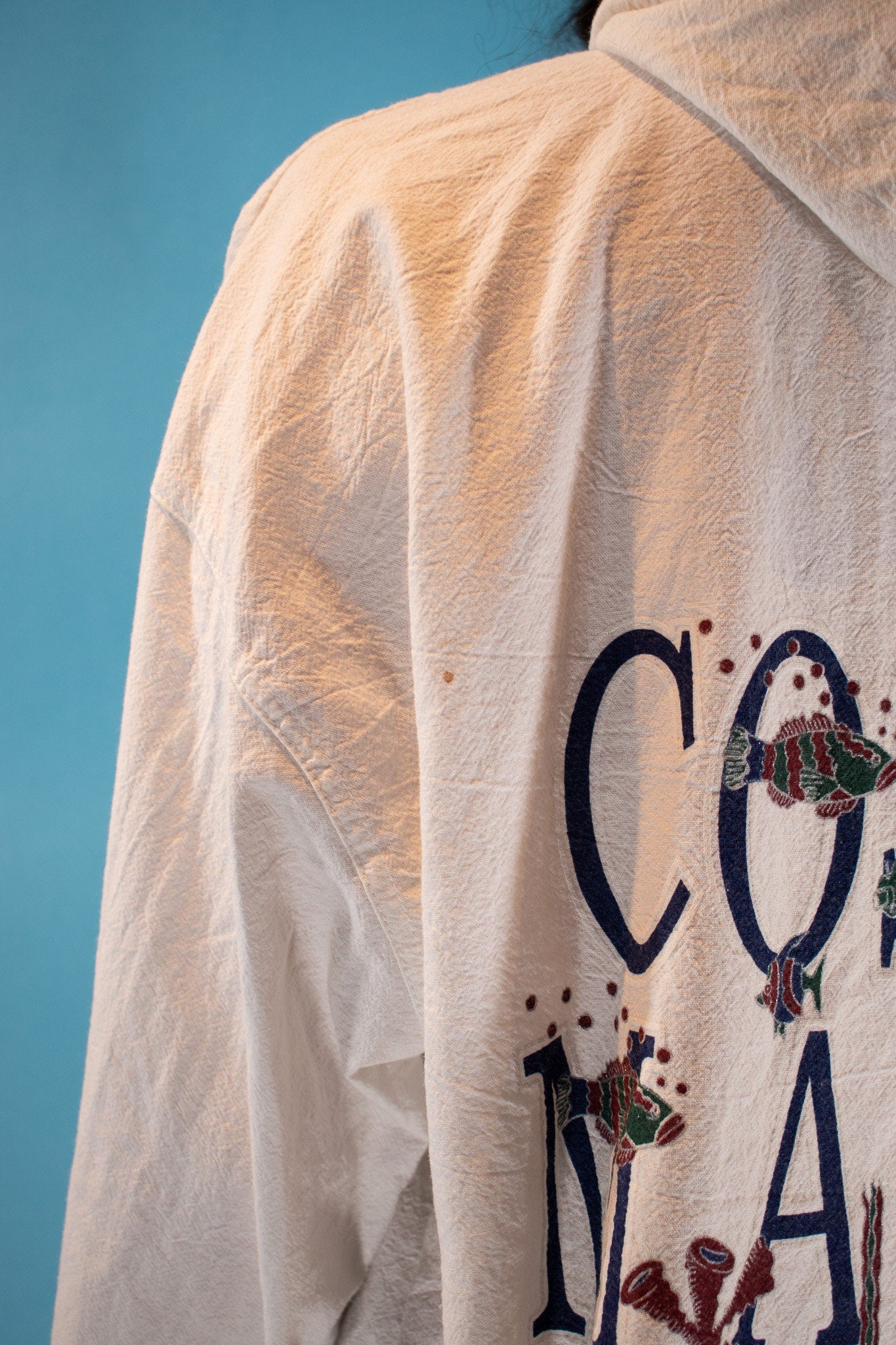 Vintage 1990s Size L Costa Maya Mexico Jacket in White.
