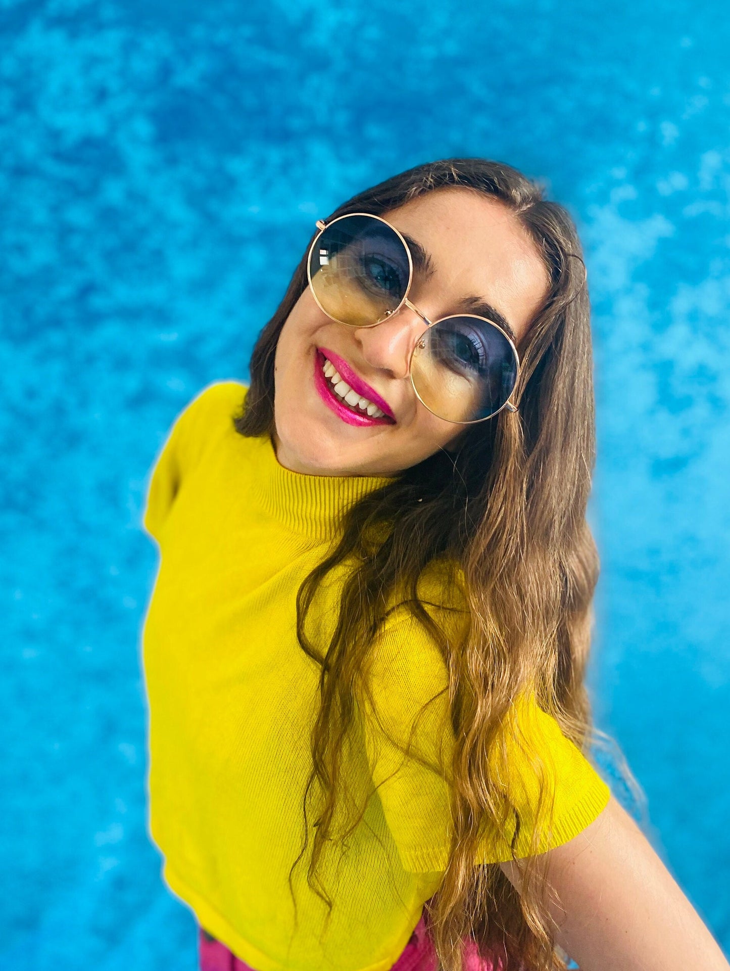 Oversize John Lennon Round Sunglasses - Green & Blue Ombre