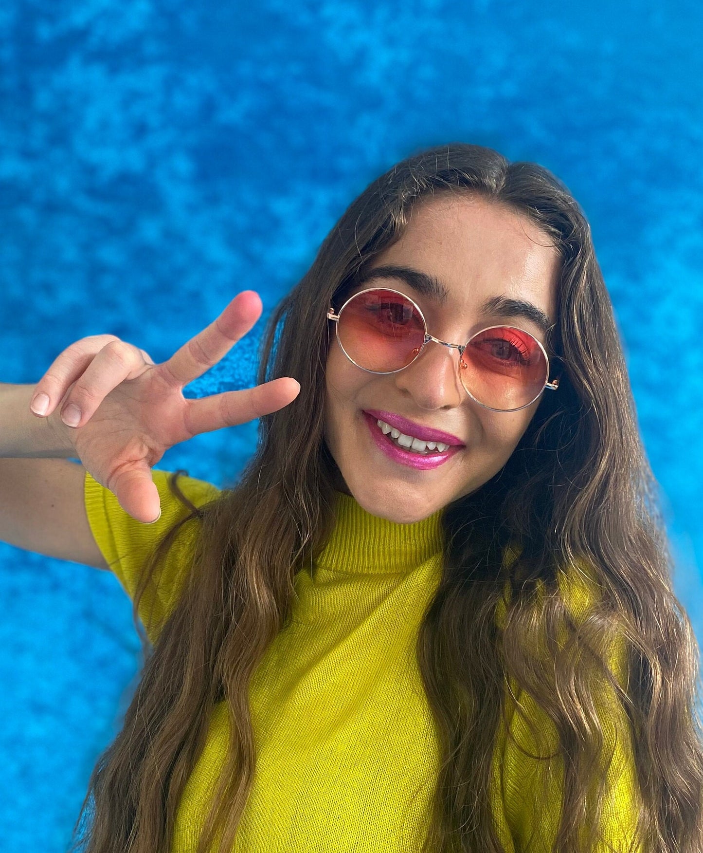 John Lennon Round 90s Sunglasses - Yellow & Red Ombre