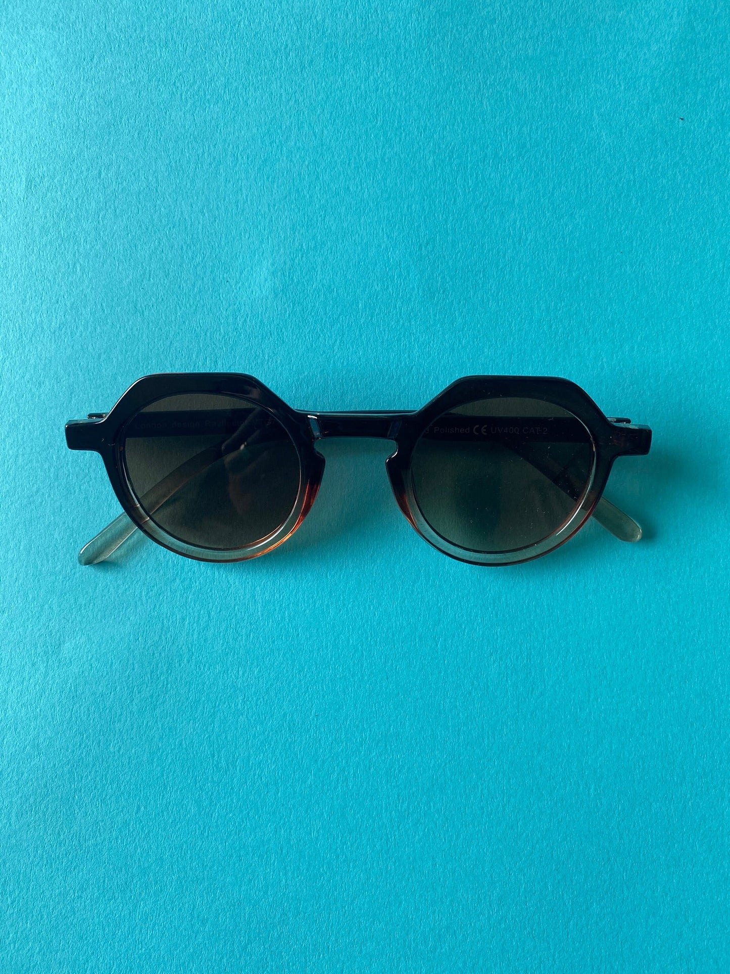 Vintage Hexagonal Shape Sunglasses - Brown & Clear