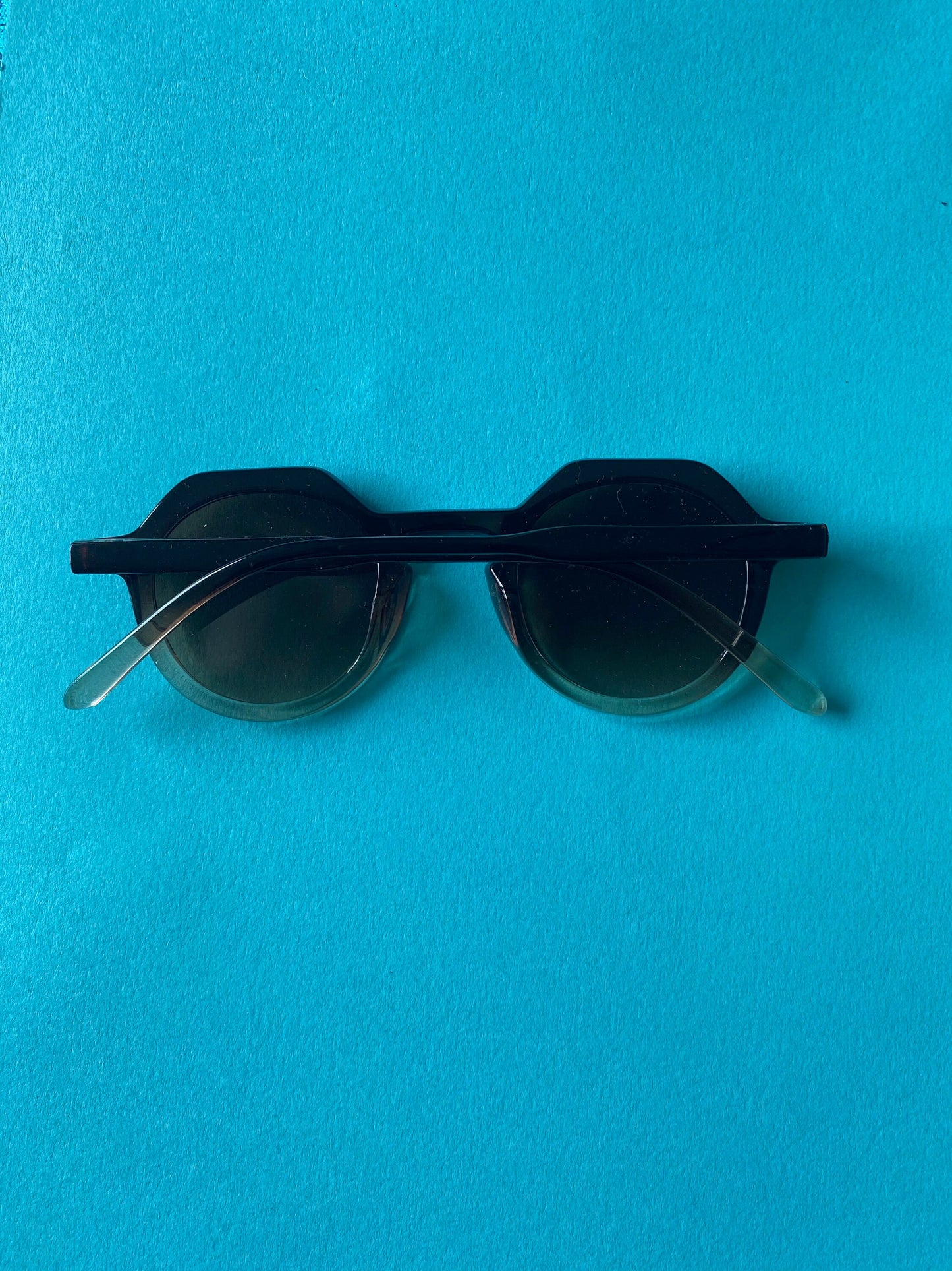 Vintage Hexagonal Shape Sunglasses - Brown & Clear