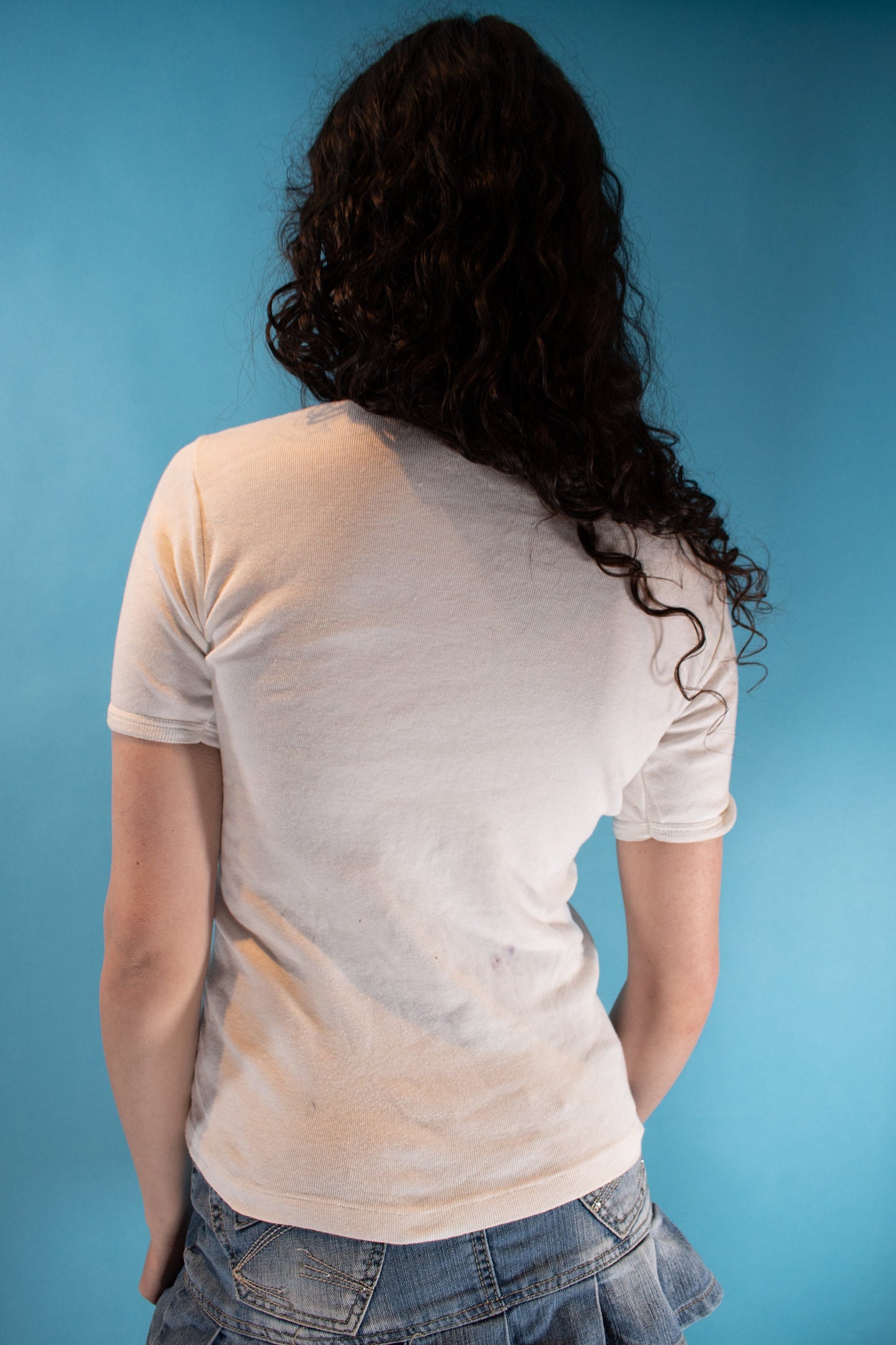 Vintage Y2K Size S Epirotiki Lines Graphic T-Shirt in White.