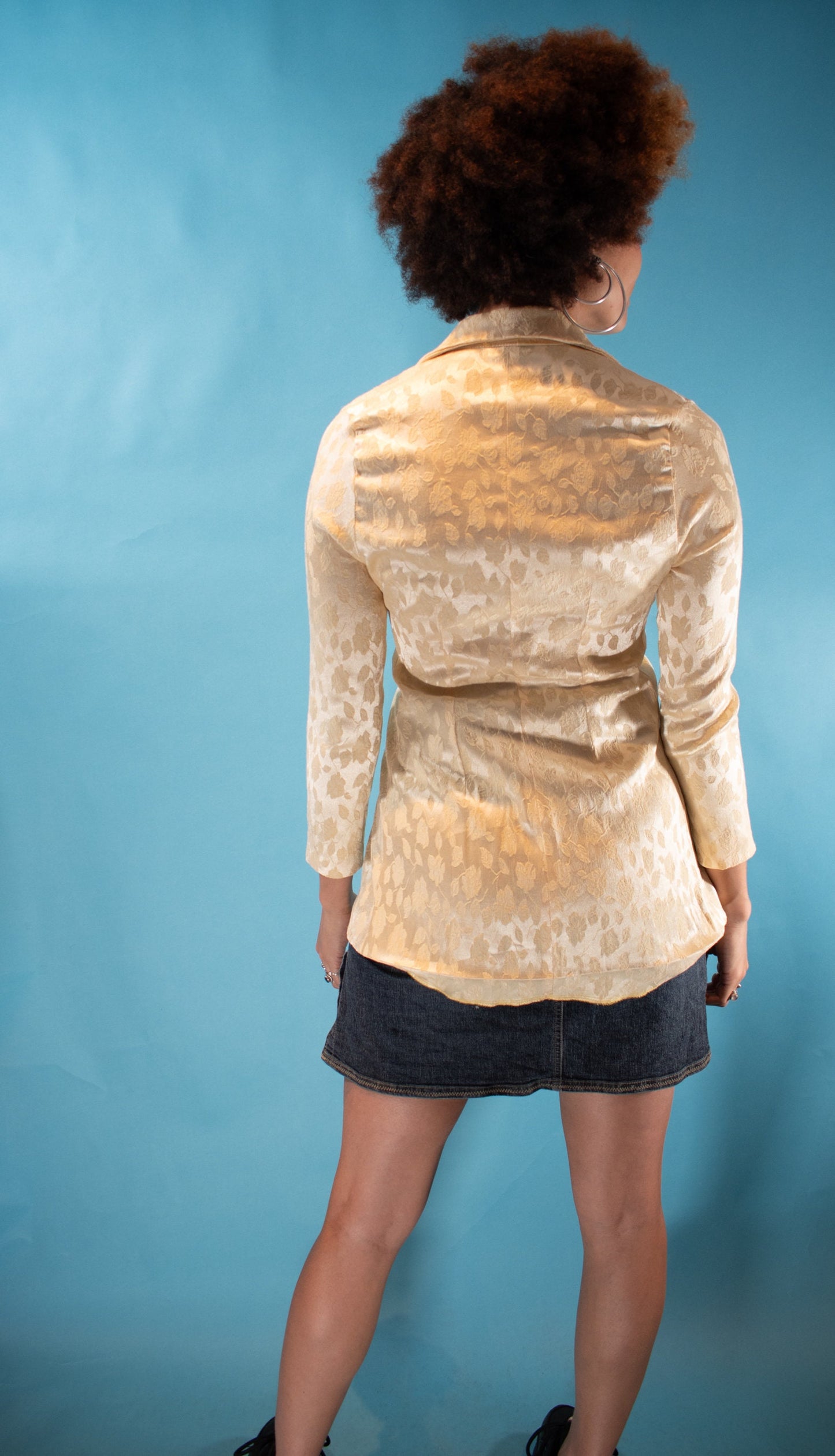 Vintage 1960s Jacquard Collard Blouse in Lemon.