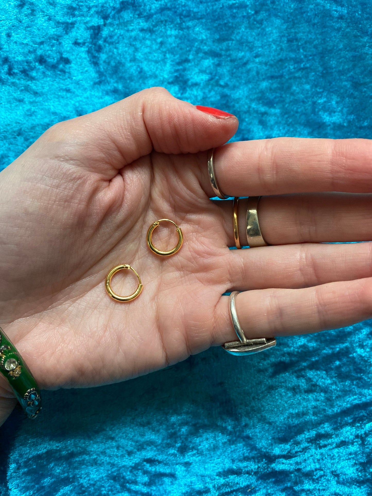 Gold plated huggy style hoop earrings