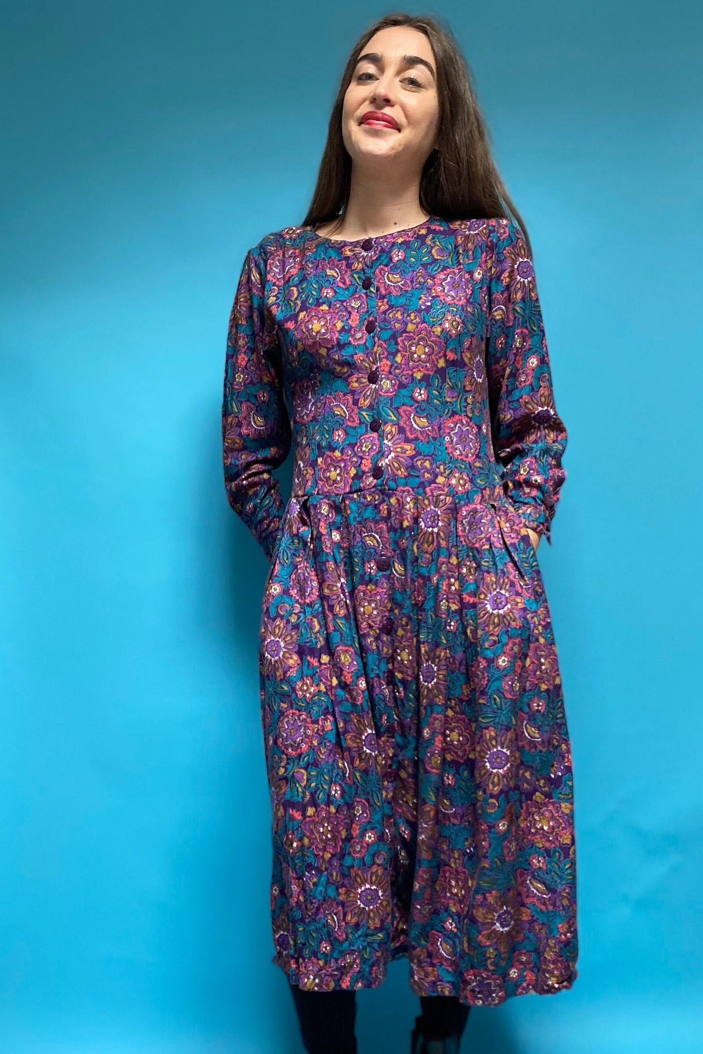 Vintage 80s Floral Boho Dress.