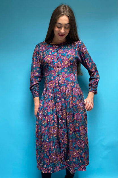 Vintage 80s Floral Boho Dress.