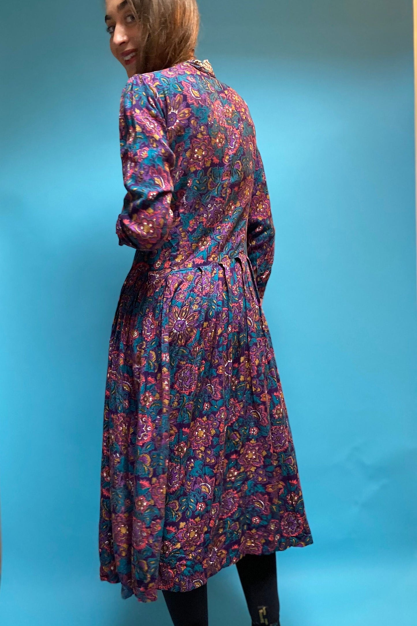 Vintage 80s Floral Boho Dress.