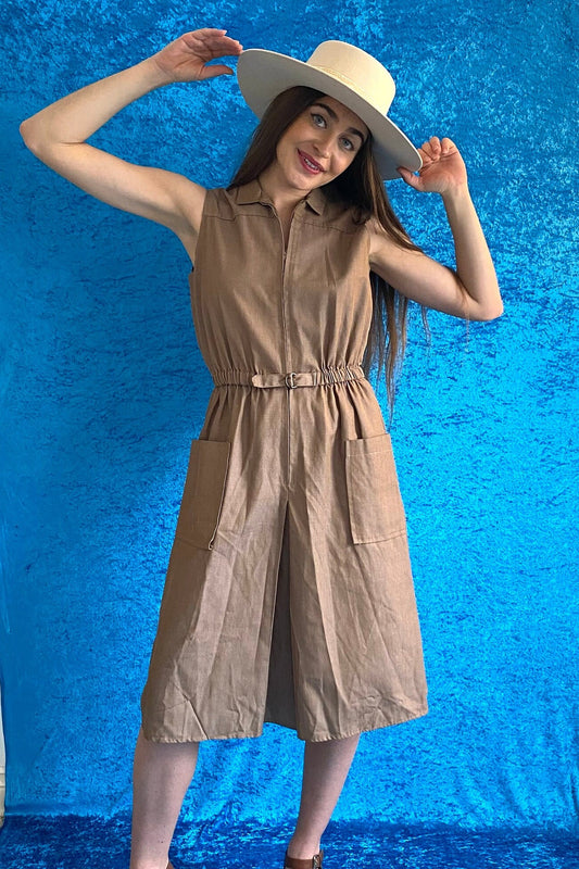 Vintage Retro Utility Midi Dress.