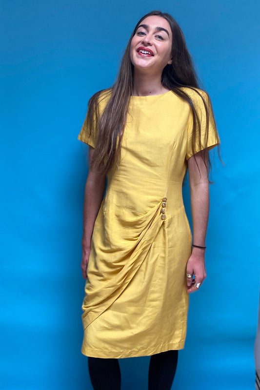 Vintage Summer 80s Yellow Dress.