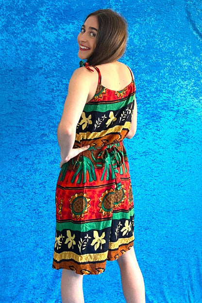 Vintage Tropical Elephant Boho Print Dress.